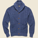 Cable Knit Shawl Cardigan - Navy - RRL - STAG Provisions - Tops - Sweater