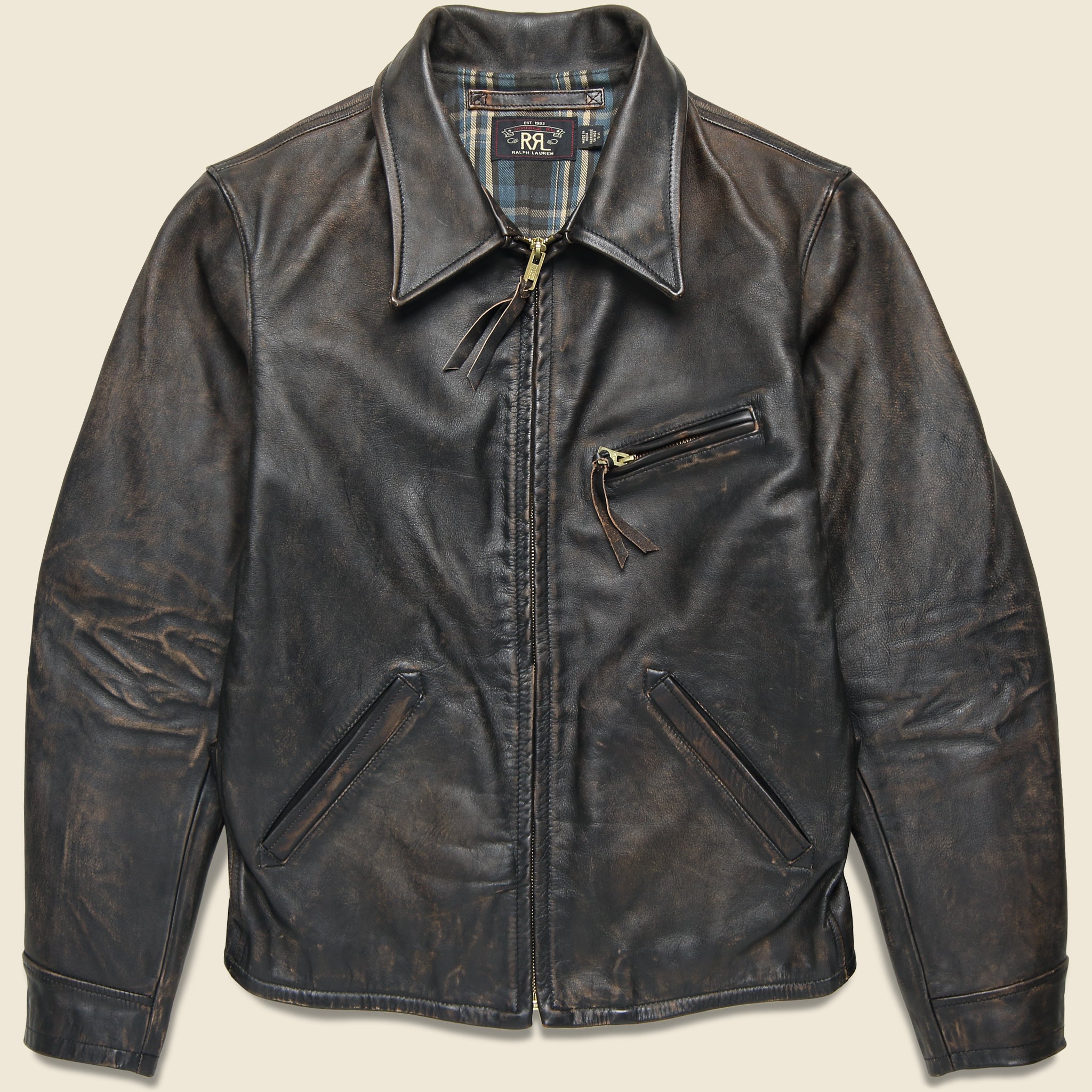 Lynton Moto Jacket - Black Over Brown