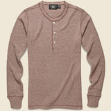 Waffle-Knit Henley - Brown Heather - RRL - STAG Provisions - Tops - L/S Knit