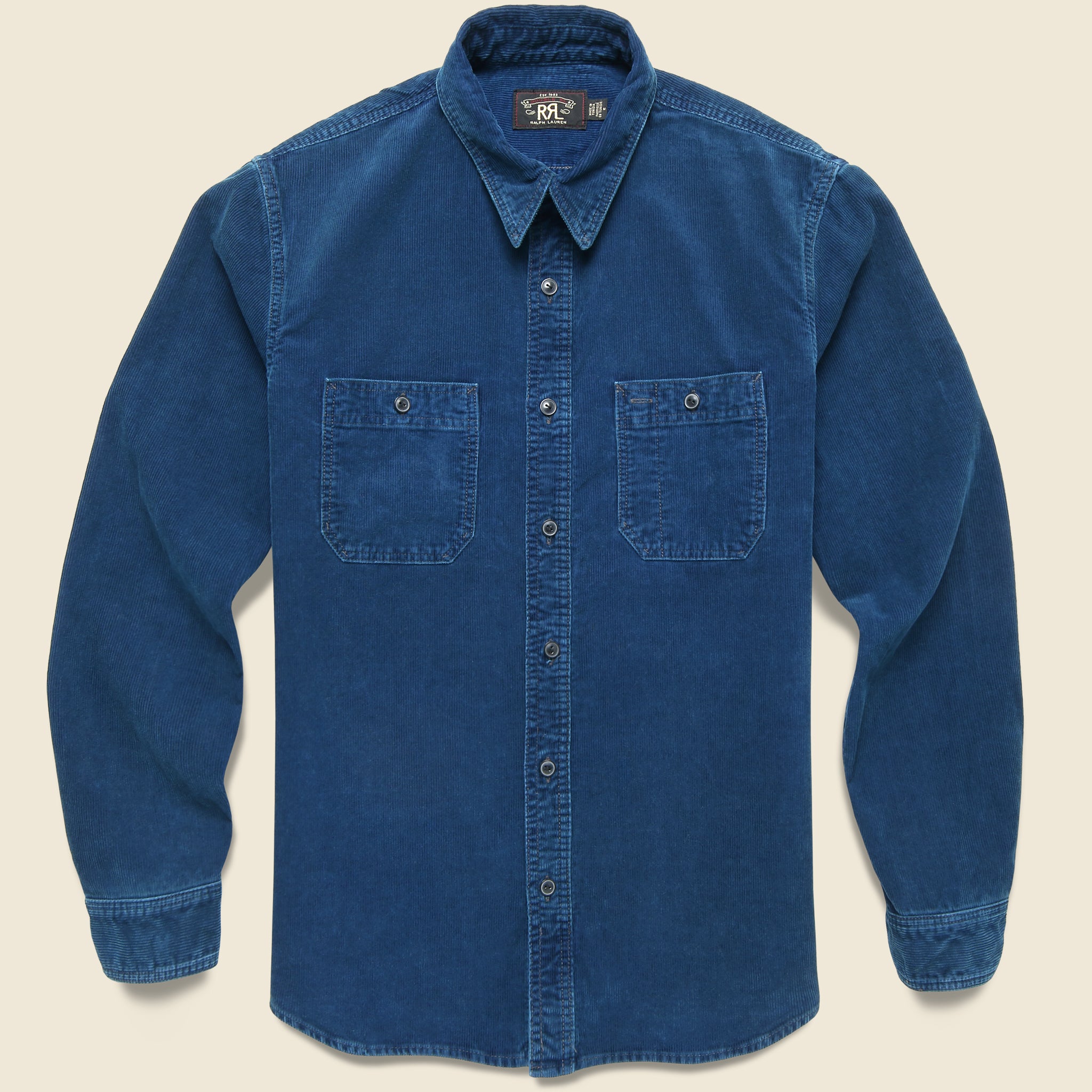 Cameron Corduroy Workshirt - Medium Indigo Wash - RRL - STAG Provisions - Tops - L/S Woven - Corduroy