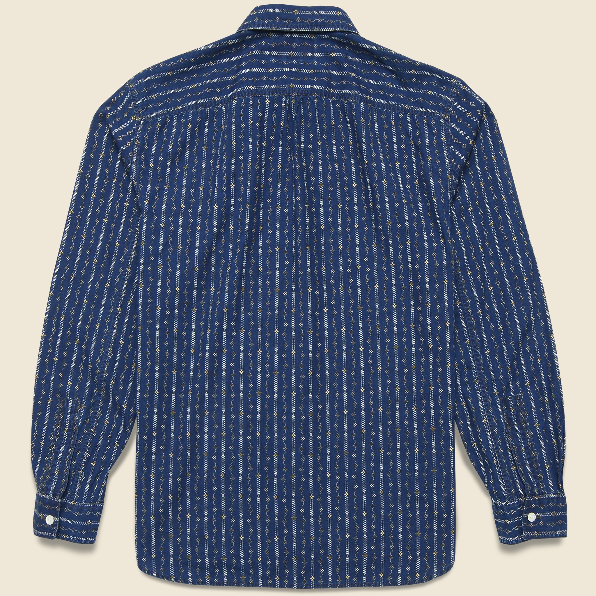 
                          Indigo Print Workshirt - Indigo/Orange - RRL - STAG Provisions - Tops - L/S Woven - Stripe
                        