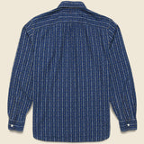 Indigo Print Workshirt - Indigo/Orange - RRL - STAG Provisions - Tops - L/S Woven - Stripe