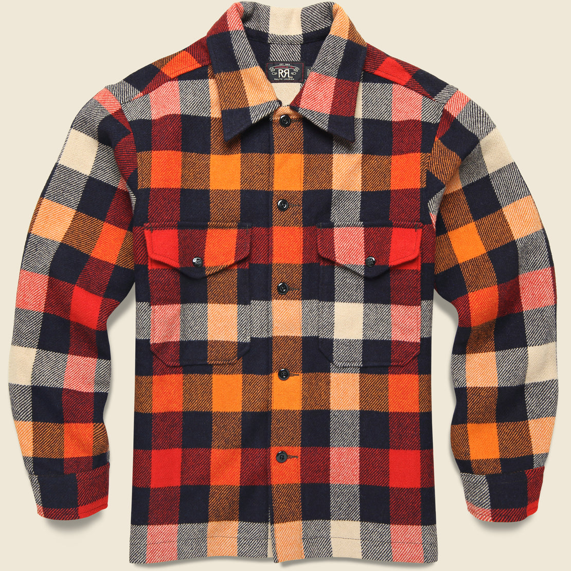 RRL Wool Shirt Jacket - Orange Multi Plaid