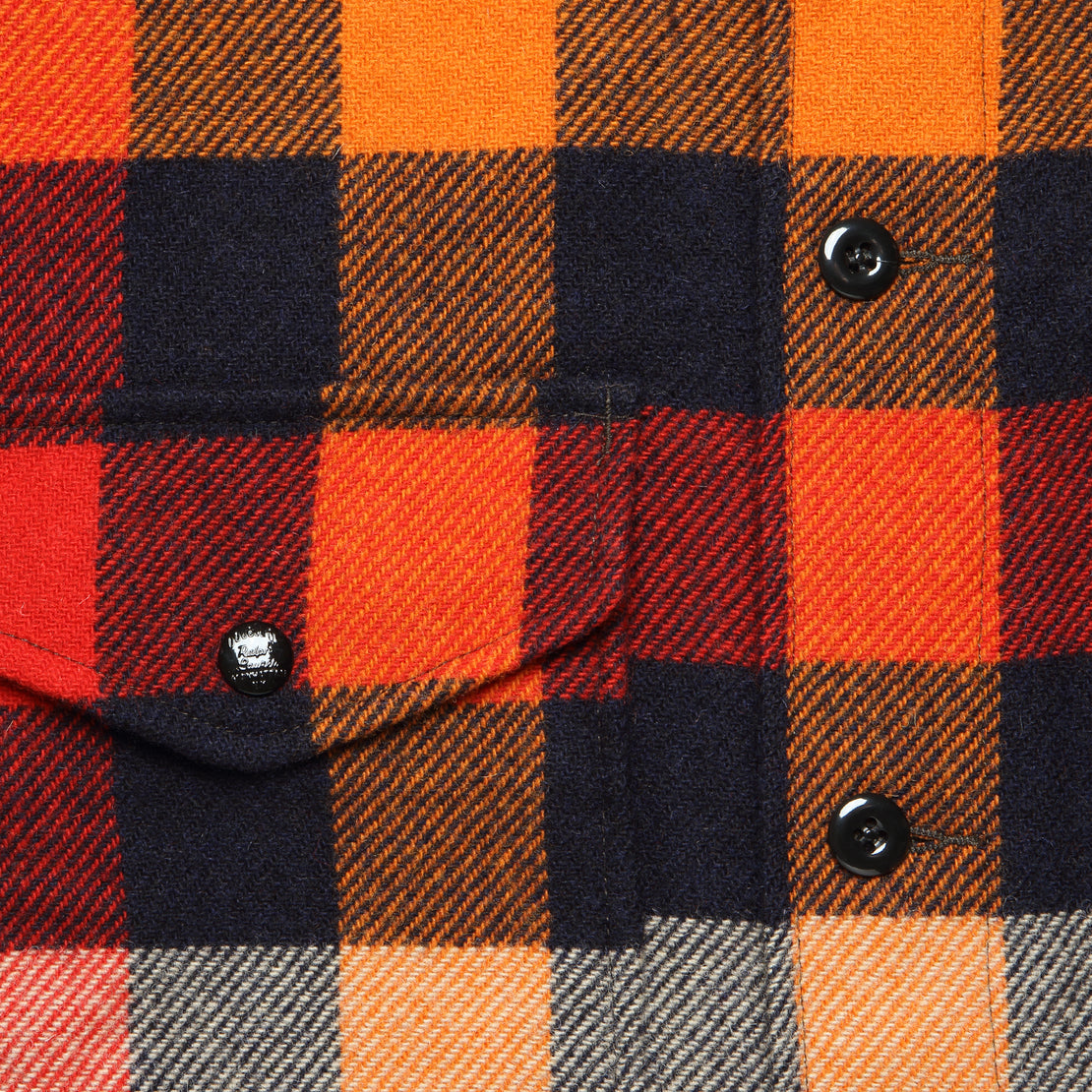 Wool Shirt Jacket - Orange Multi Plaid