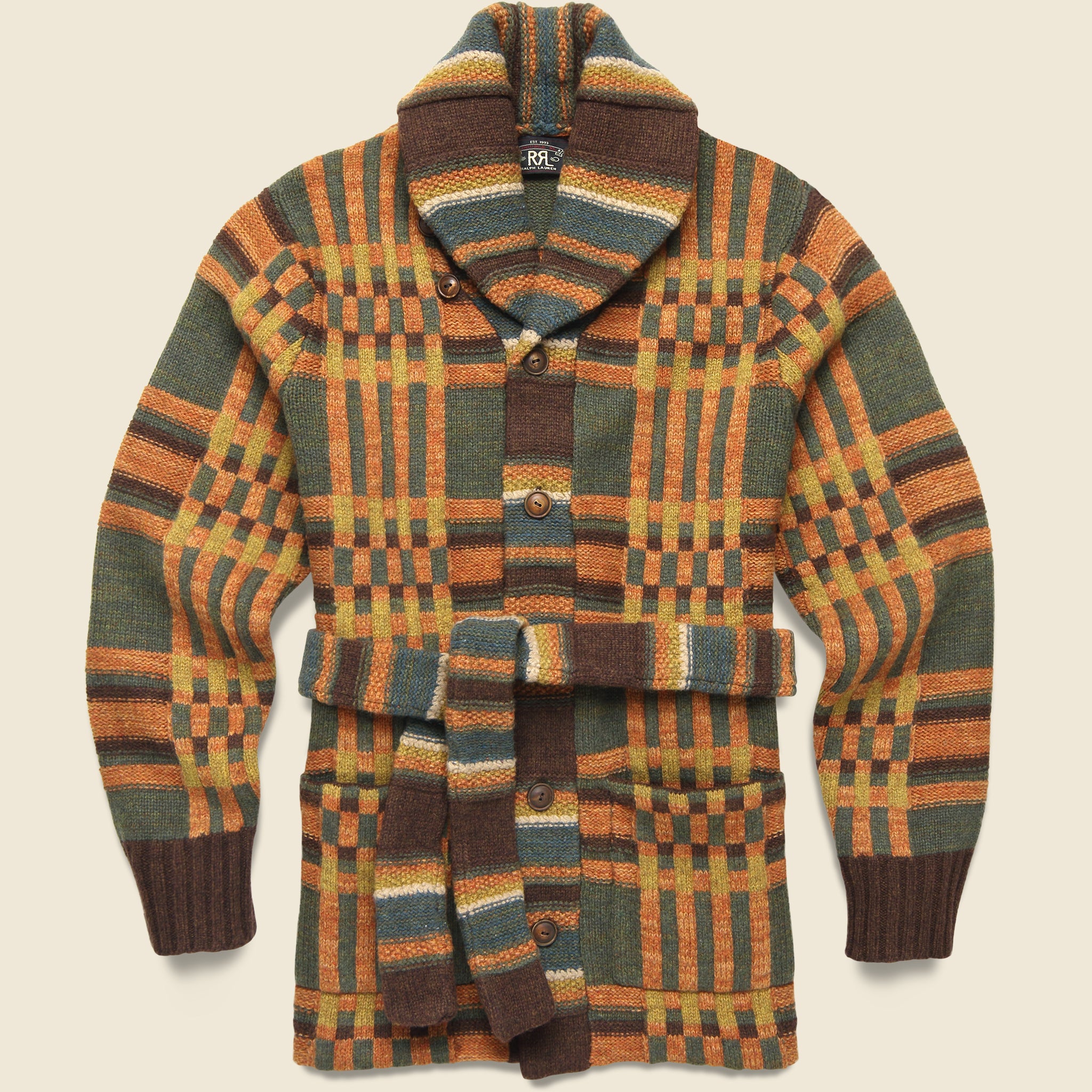 
                          RRL Ranch Shawl Cardigan - Green/Brown/Multi
                        