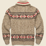 Hand-Knit Shawl Cardigan - Brown/Multi - RRL - STAG Provisions - Tops - Sweater