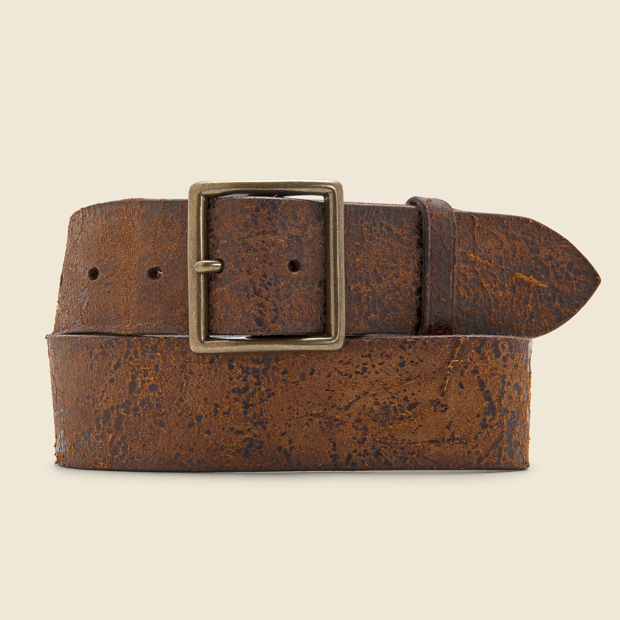 Disorted Belt Distressed Leather Belt - Distressed Tan β STAG Provisions