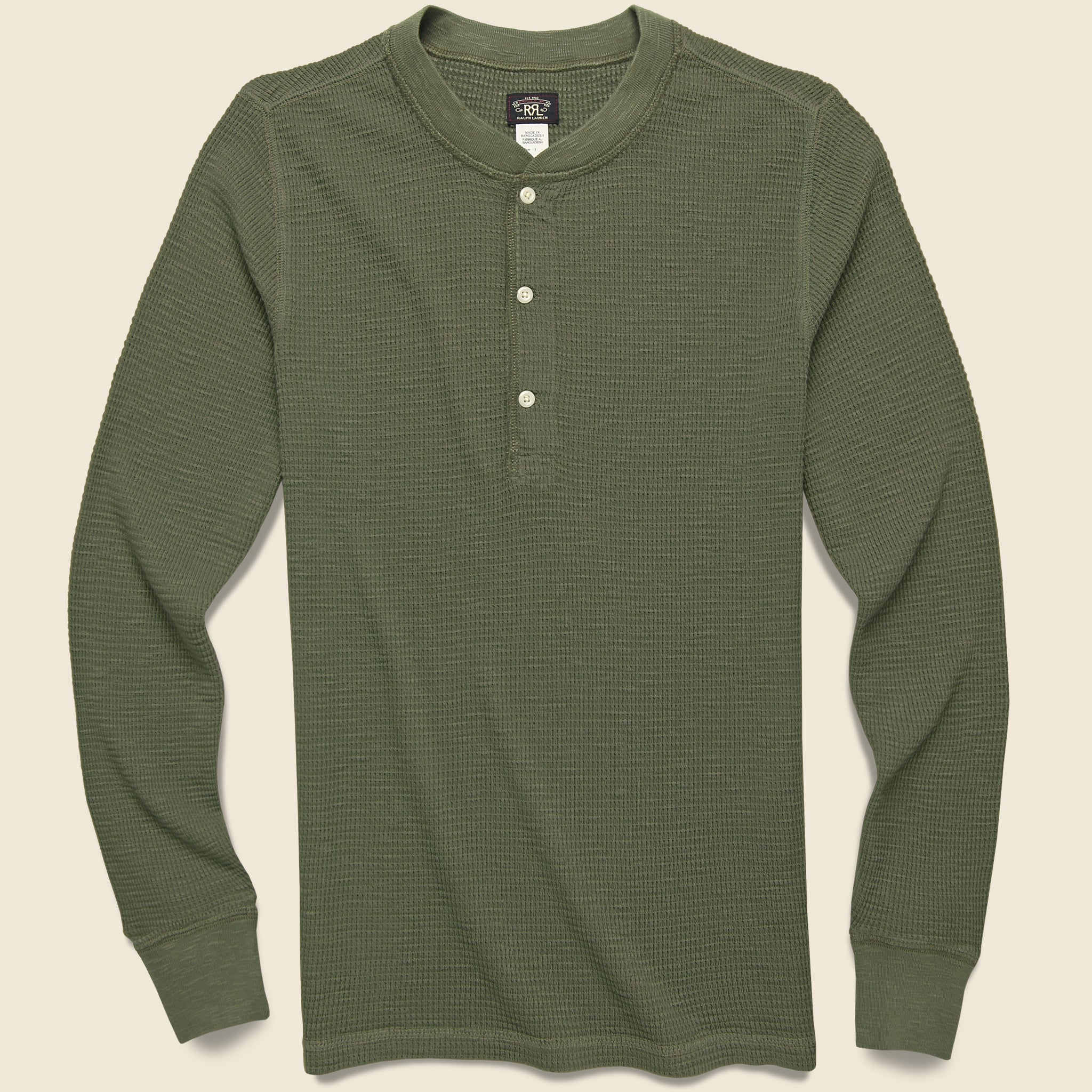 Waffle-Knit Henley - Olive - RRL - STAG Provisions - Tops - L/S Knit