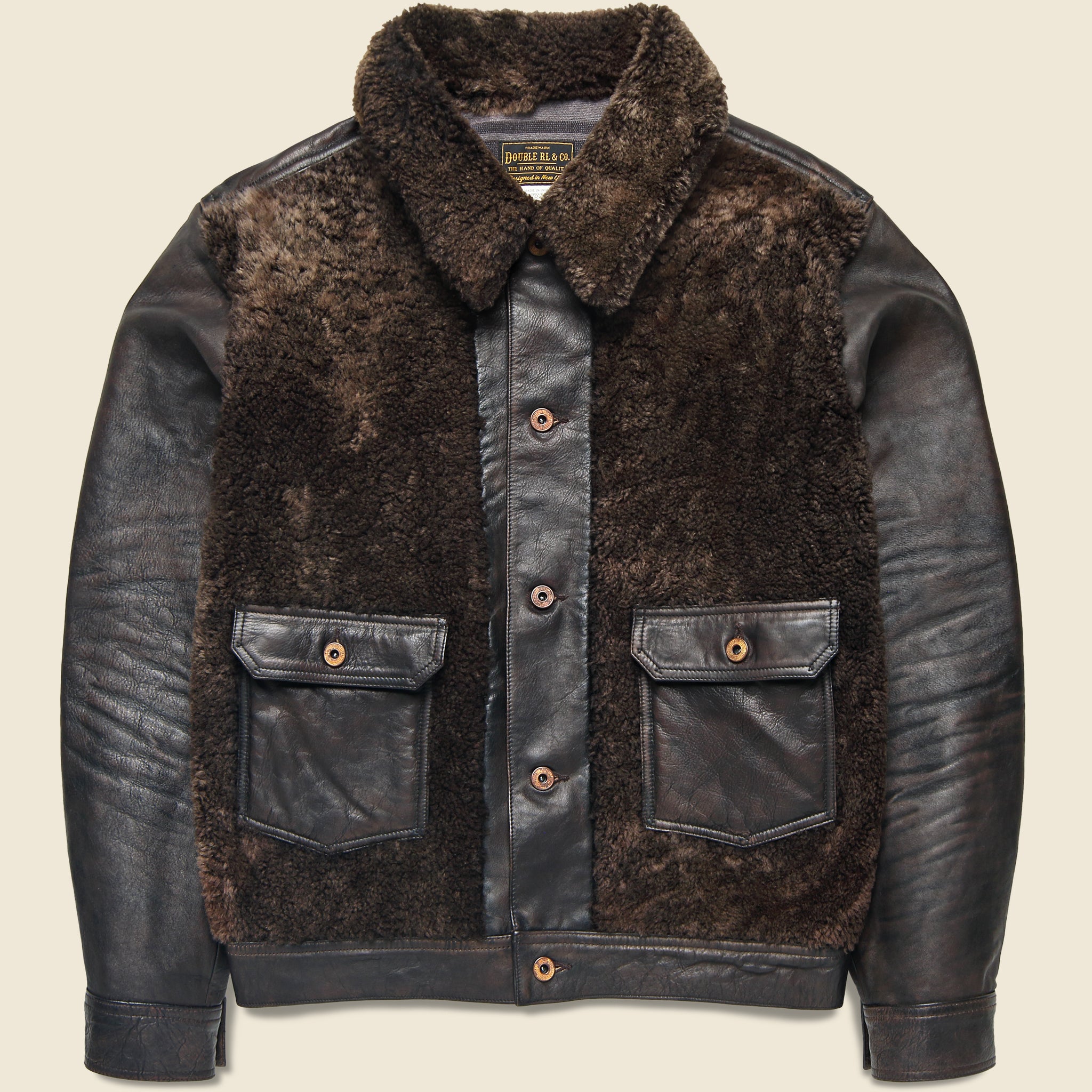 Leather Grizzly Jacket - Black & Brown