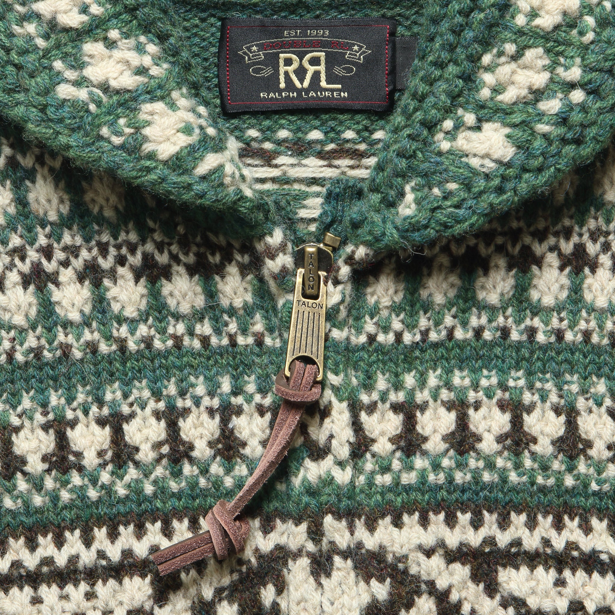 
                          Hand-Knit Zip Cardigan - Green - RRL - STAG Provisions - Tops - Sweater
                        