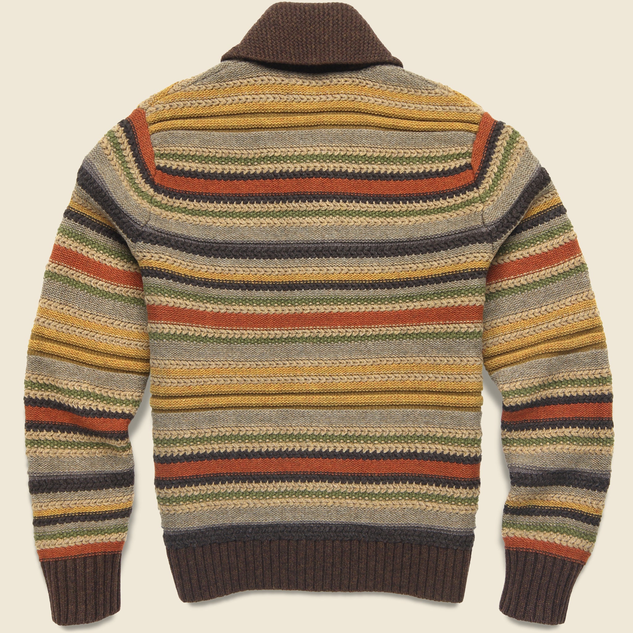 
                          Striped Shawl Cardigan - Brown - RRL - STAG Provisions - Tops - Sweater
                        