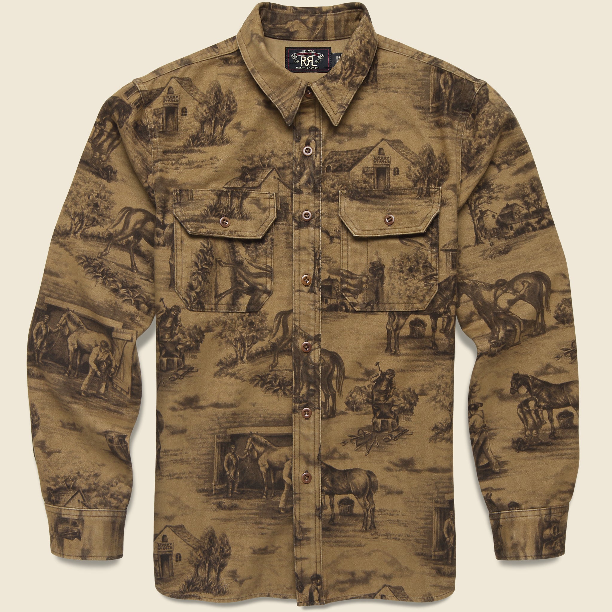 Moleskin Stables Sport Shirt - Brown - RRL - STAG Provisions - Tops - L/S Woven - Other Pattern