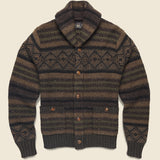 Float Jacquard Shawl Cardigan - Brown Olive - RRL - STAG Provisions - Tops - Sweater