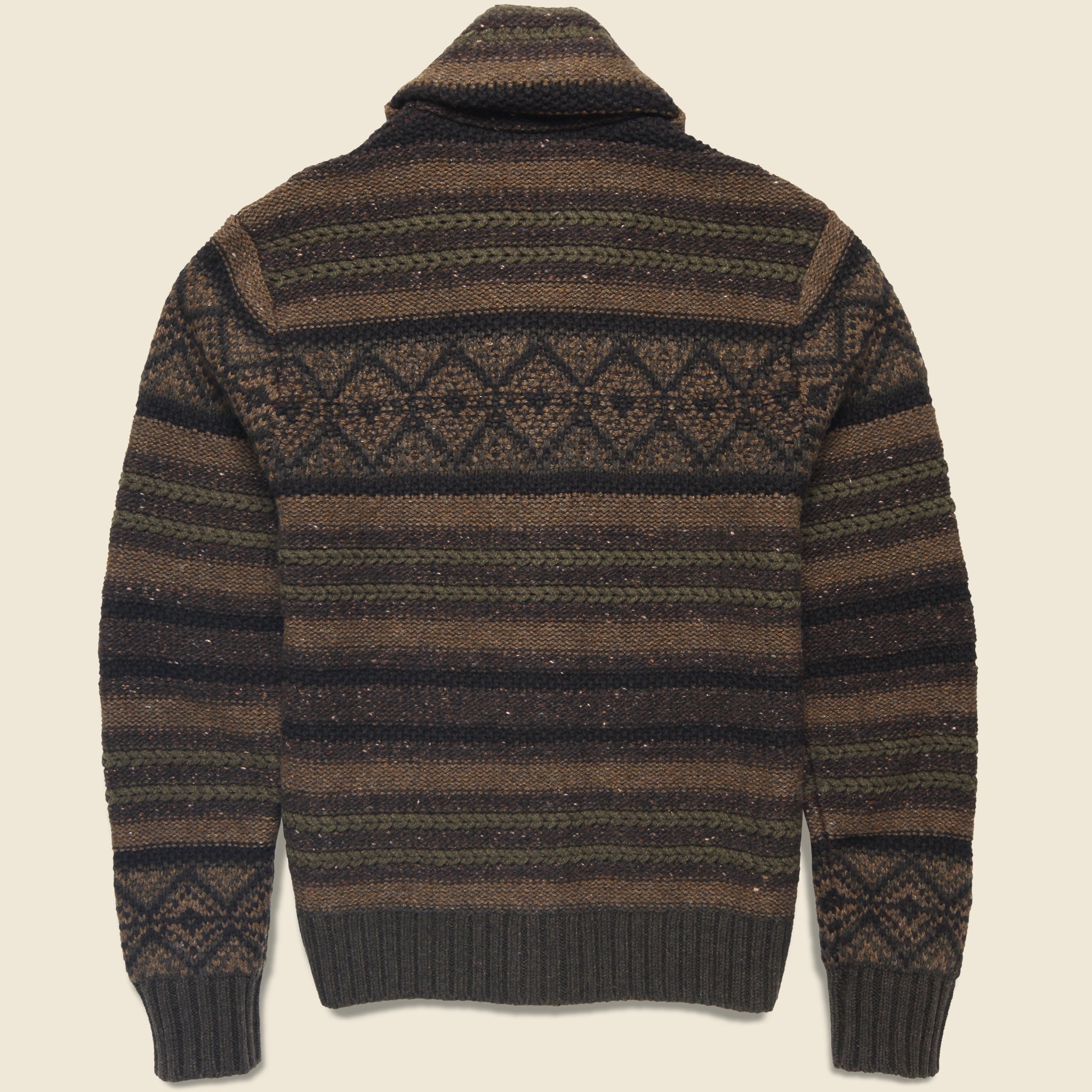 Float Jacquard Shawl Cardigan - Brown Olive - RRL - STAG Provisions - Tops - Sweater