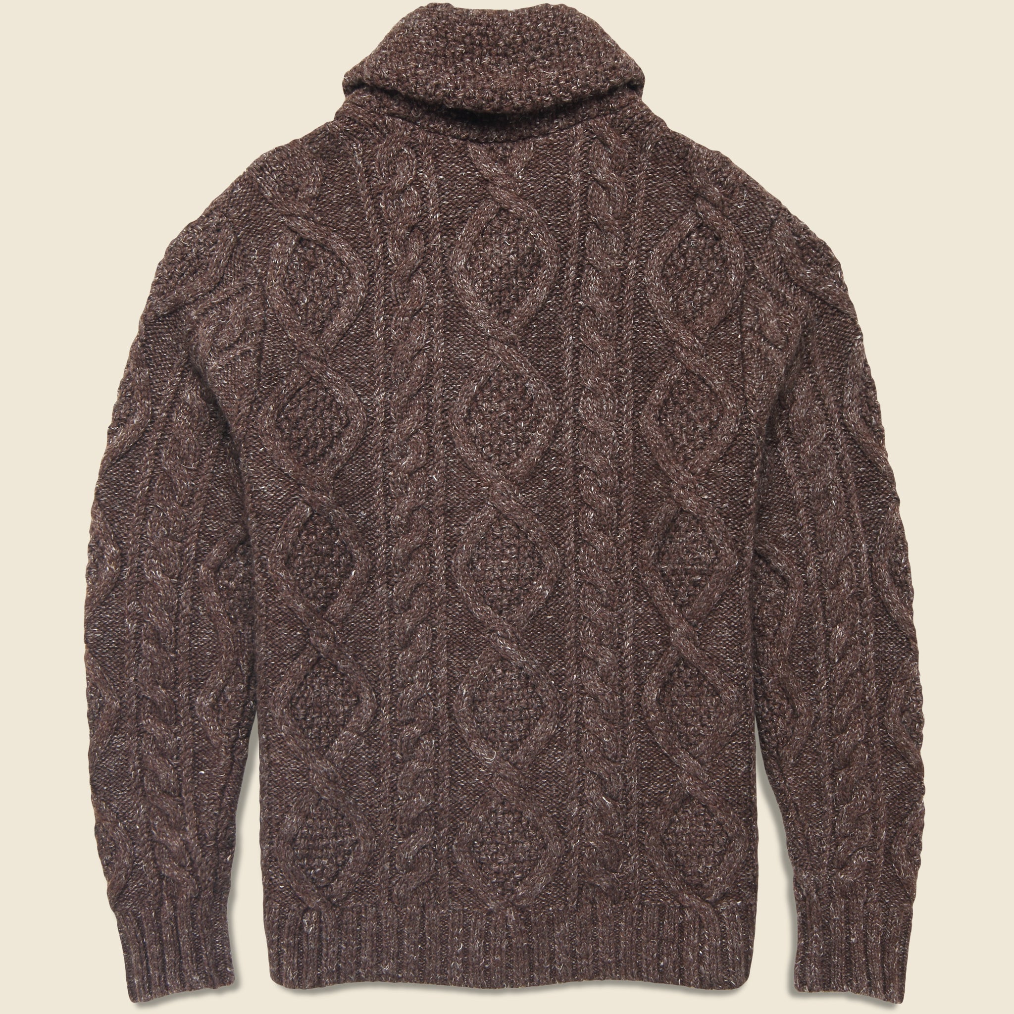
                          Cable Shawl Cardigan - Brown
                        