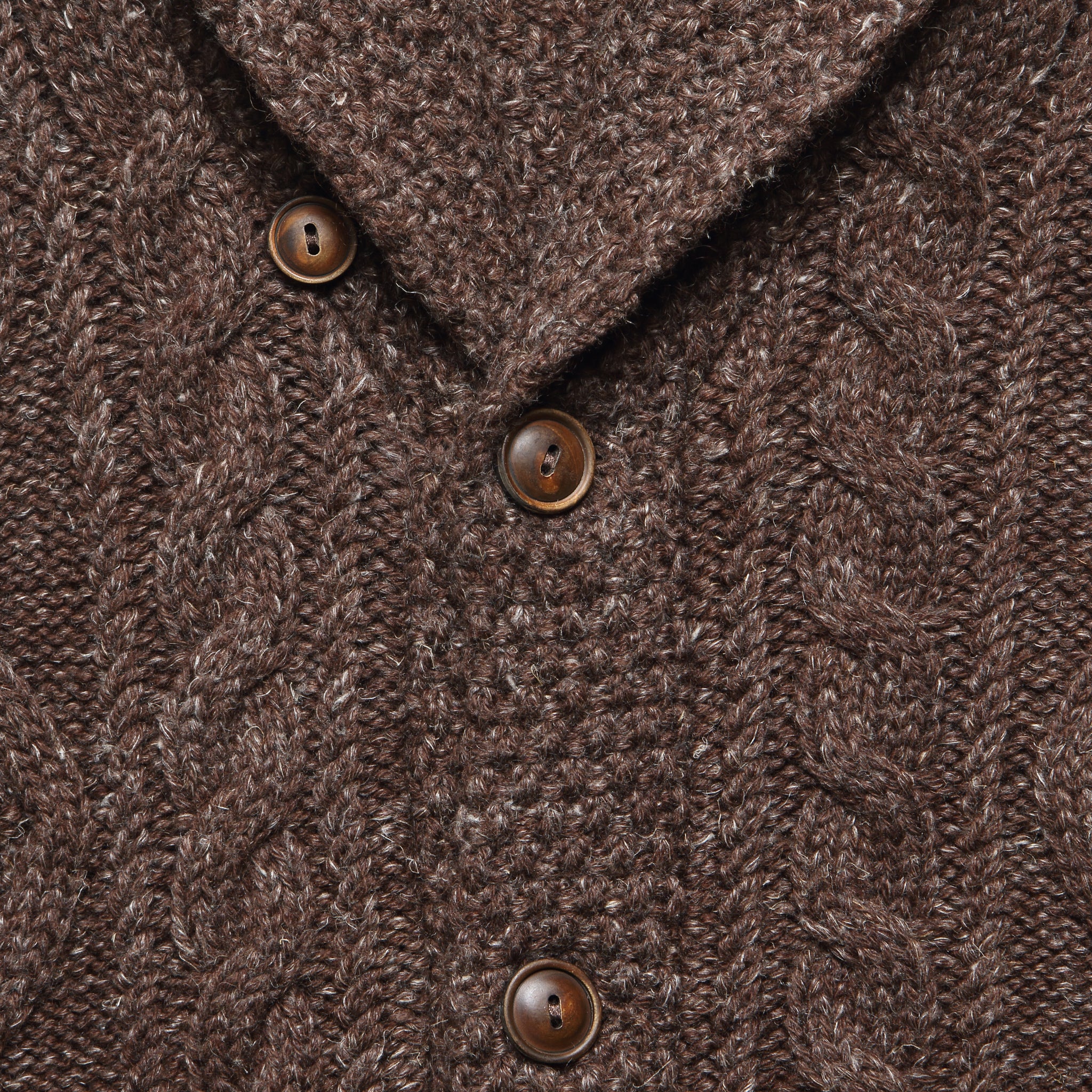 
                          Cable Shawl Cardigan - Brown
                        