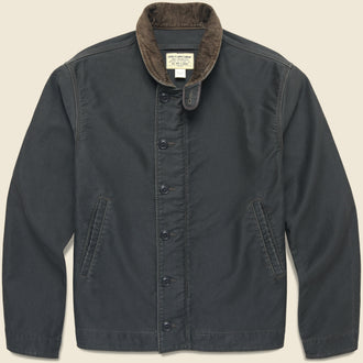 Corduroy Collar Deck Jacket - Black