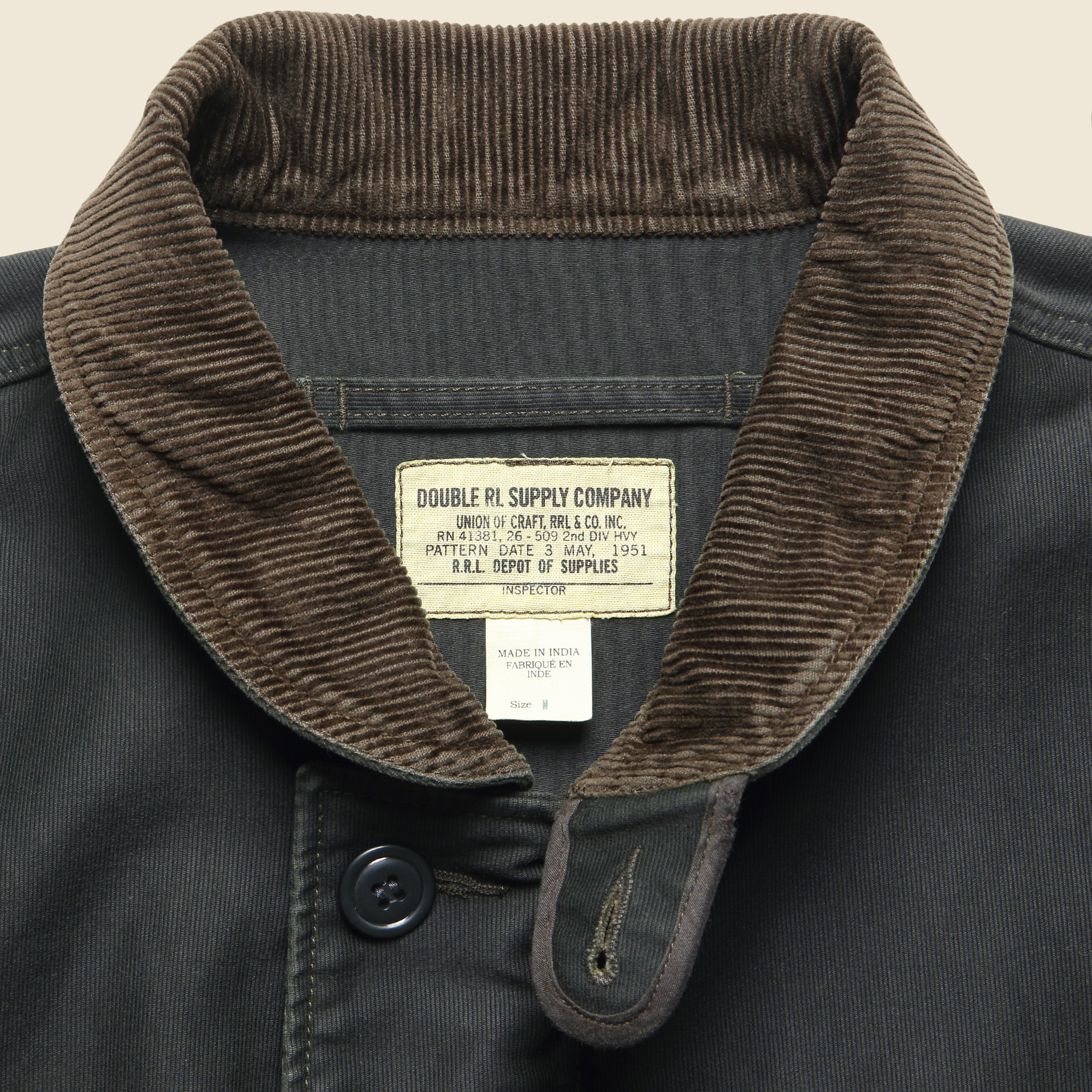 
                          Corduroy Collar Deck Jacket - Black
                        