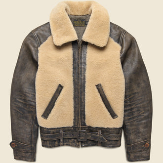 Shearling Moto Jacket - Brown
