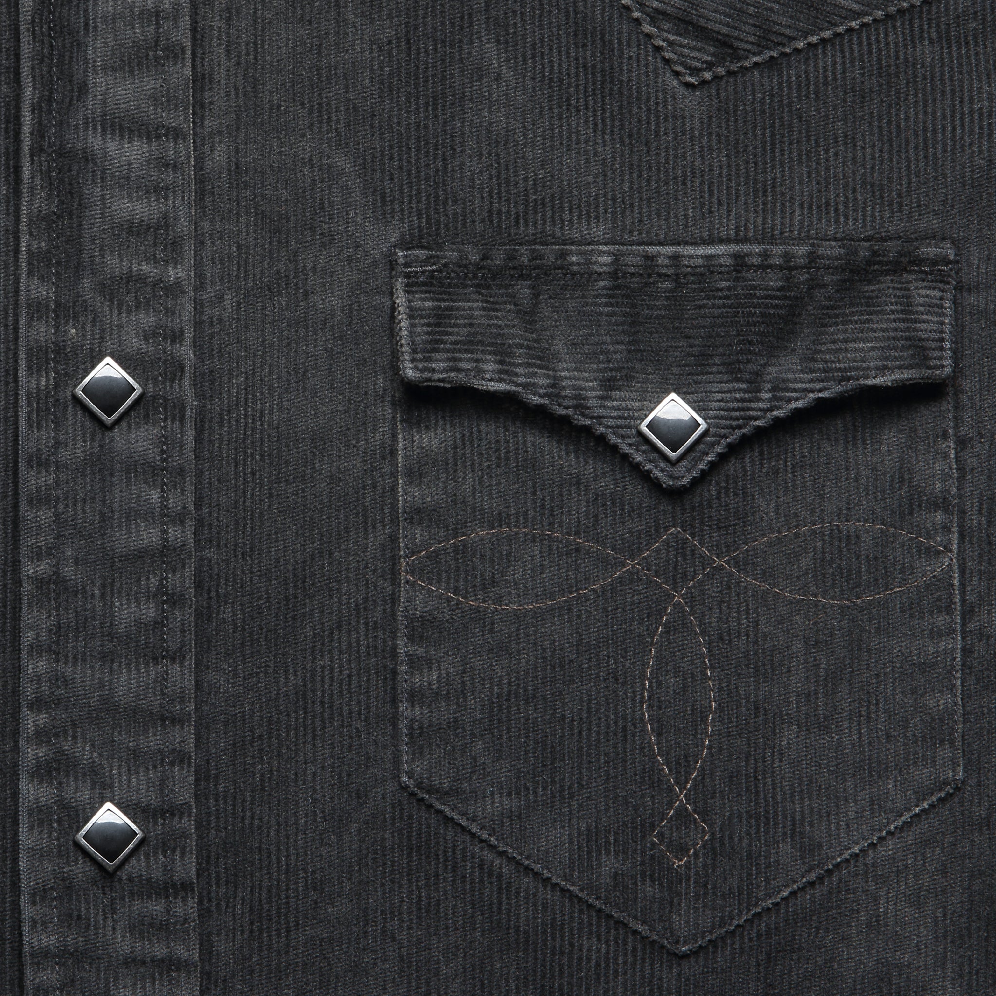 
                          Slim Fit Corduroy Western Shirt - Black
                        