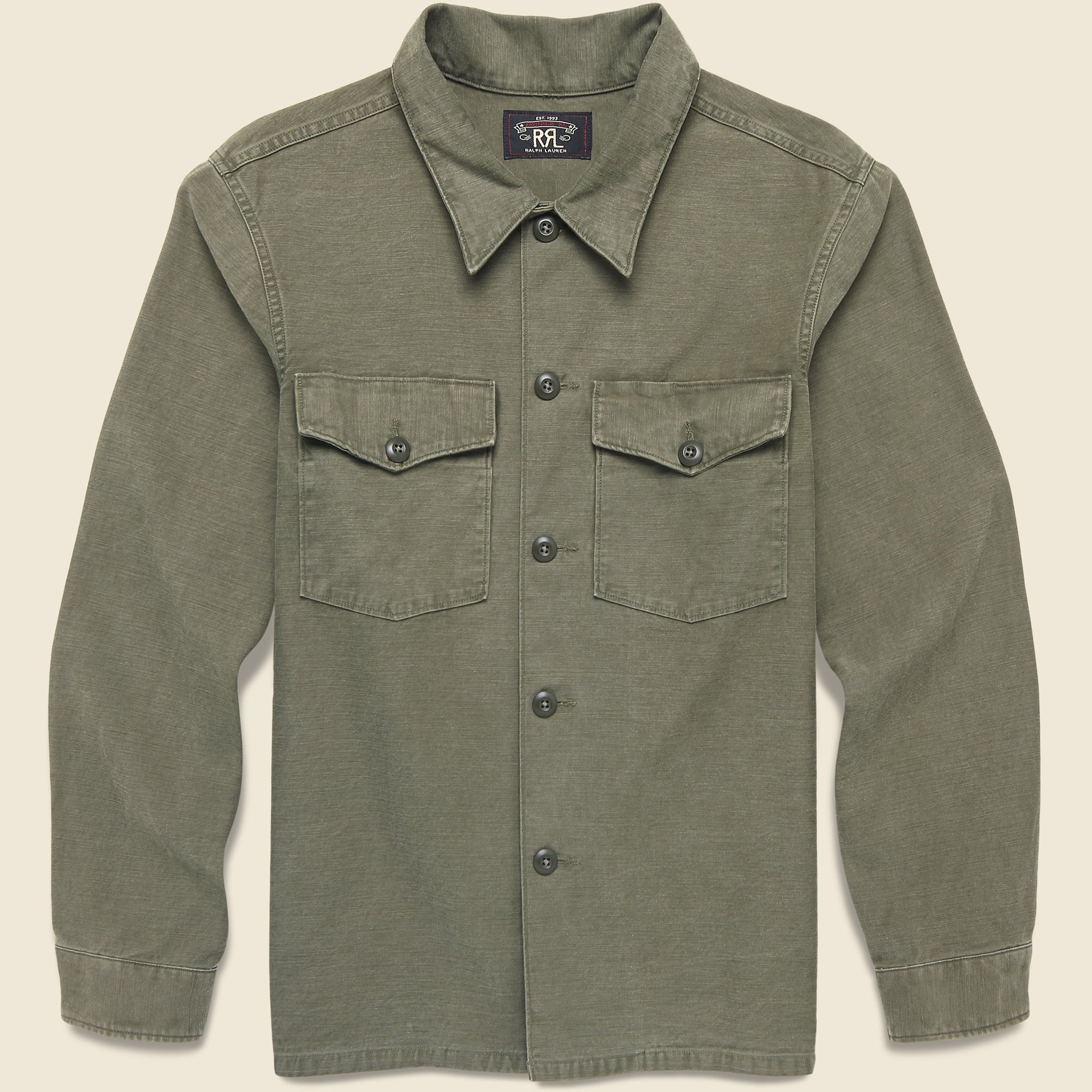 Reverse Sateen Overshirt - Olive - RRL - STAG Provisions - Tops - L/S Woven - Overshirt