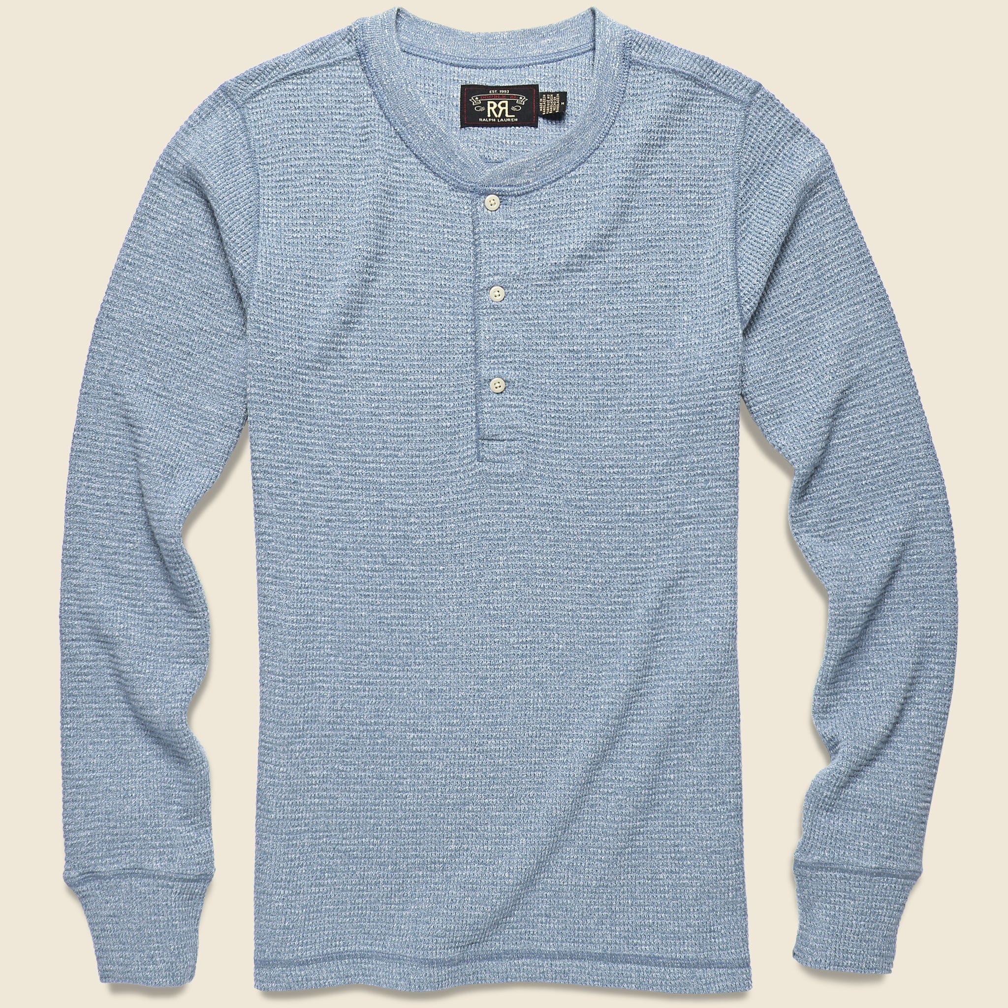 
                          RRL Waffle Henley - Blue Heather
                        