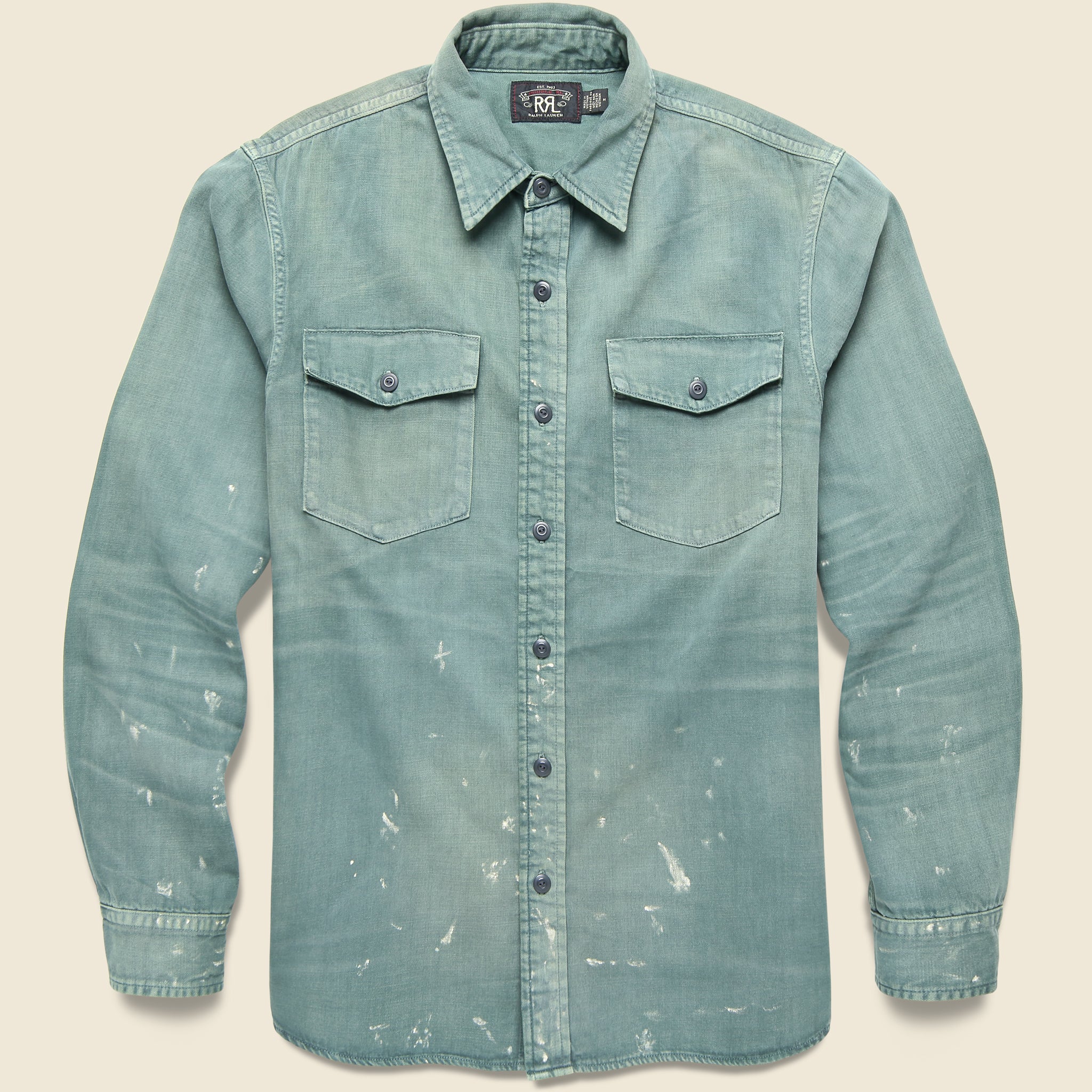 Petrol Workshirt - Service Green - RRL - STAG Provisions - Tops - L/S Woven - Other Pattern