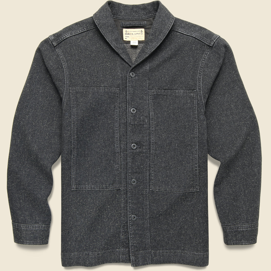 RRL Jaspé Shawl Collar Shirt Jacket - Black
