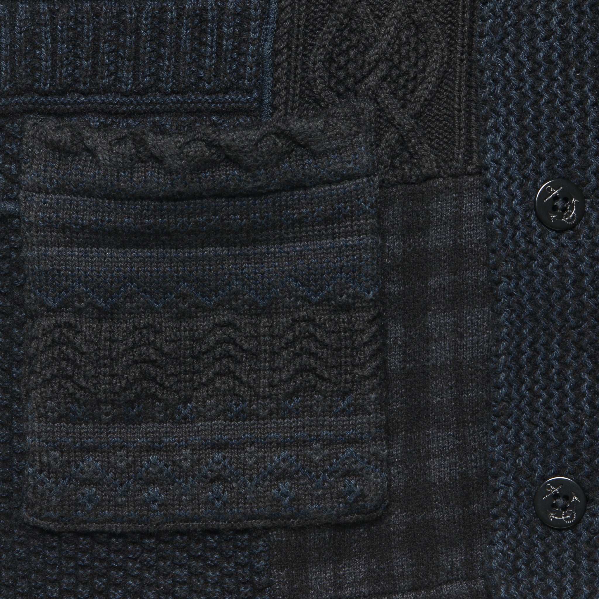 
                          Indigo Patchwork Shawl Cardigan - Blue / Black - RRL - STAG Provisions - Tops - Sweater
                        