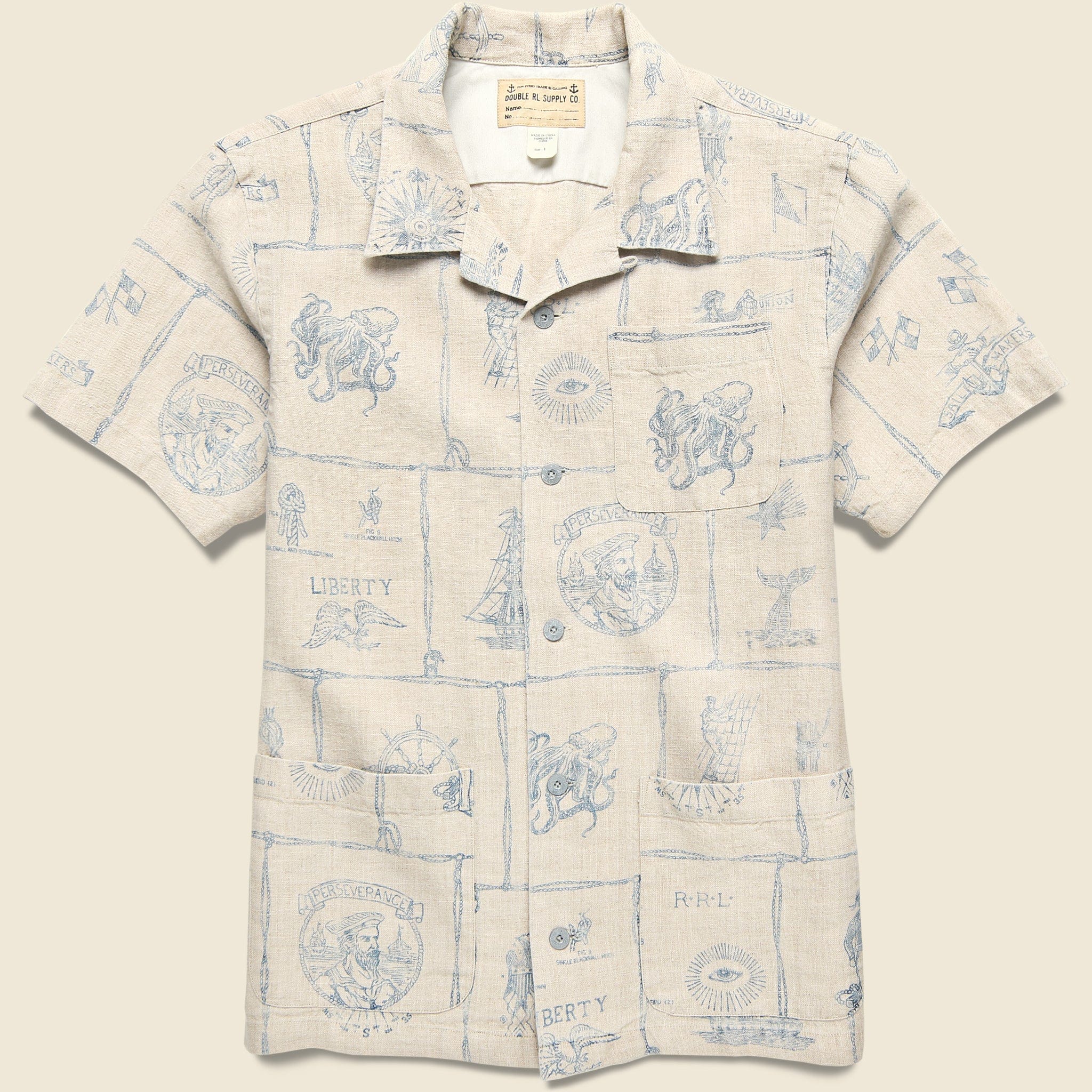 Seascape Print Workshirt - Creme Multi - RRL - STAG Provisions - Tops - S/S Woven - Other Pattern