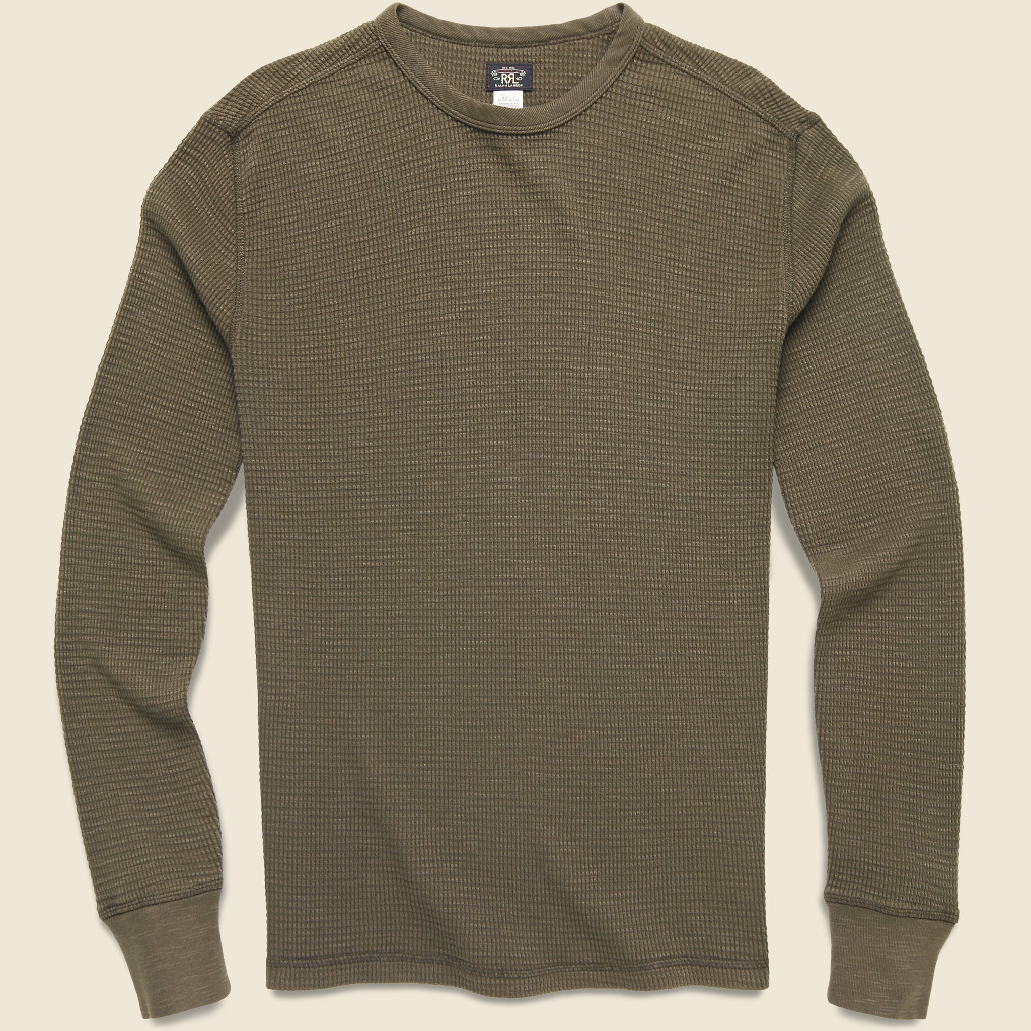 Waffle Crewneck - Olive Brown - RRL - STAG Provisions - Tops - L/S Knit