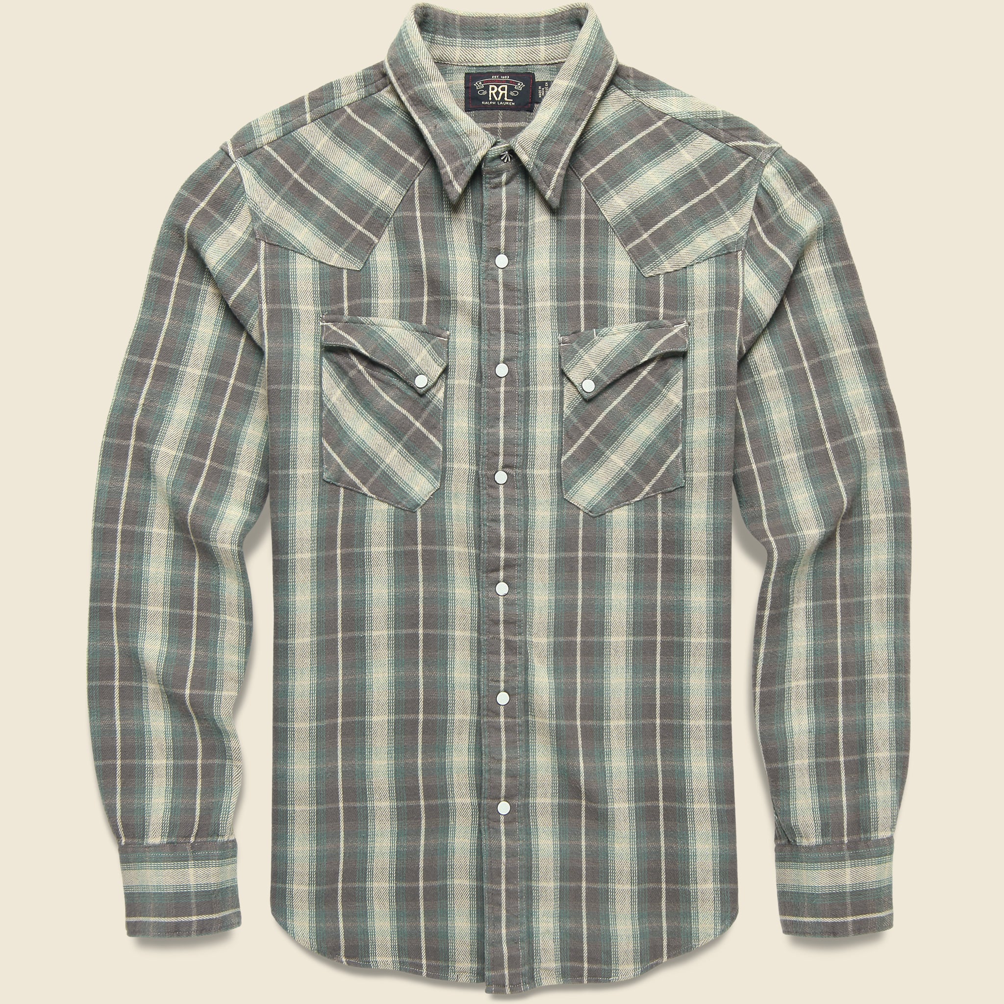 Allen Western Shirt - Green - RRL - STAG Provisions - Tops - L/S Woven - Plaid