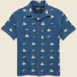 Marshall Embroidered Camp Shirt - Blue - RRL - STAG Provisions - Tops - S/S Woven - Other Pattern