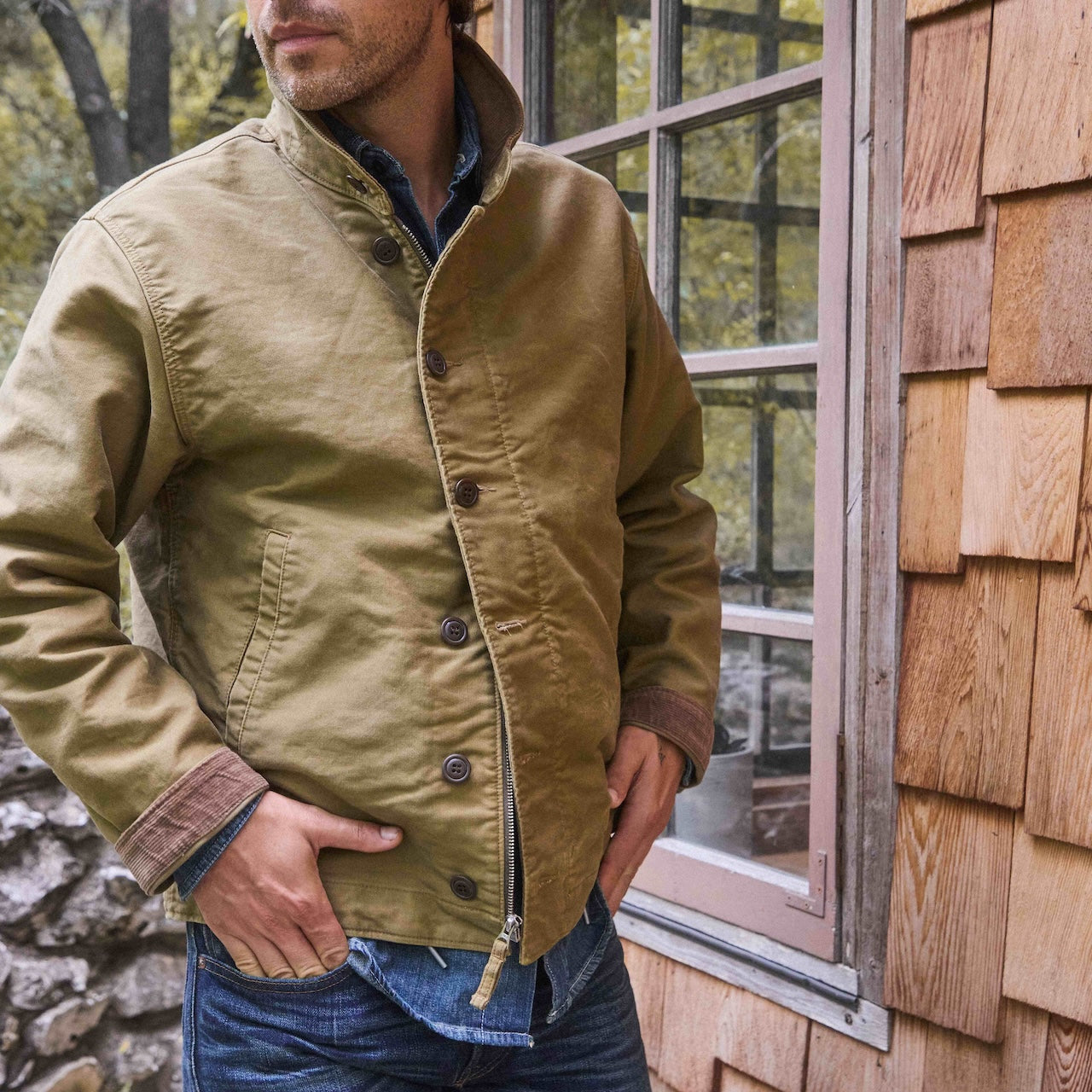 Corduroy Collar Deck Jacket - Khaki (Copy) - RRL - STAG Provisions - Outerwear - Coat / Jacket