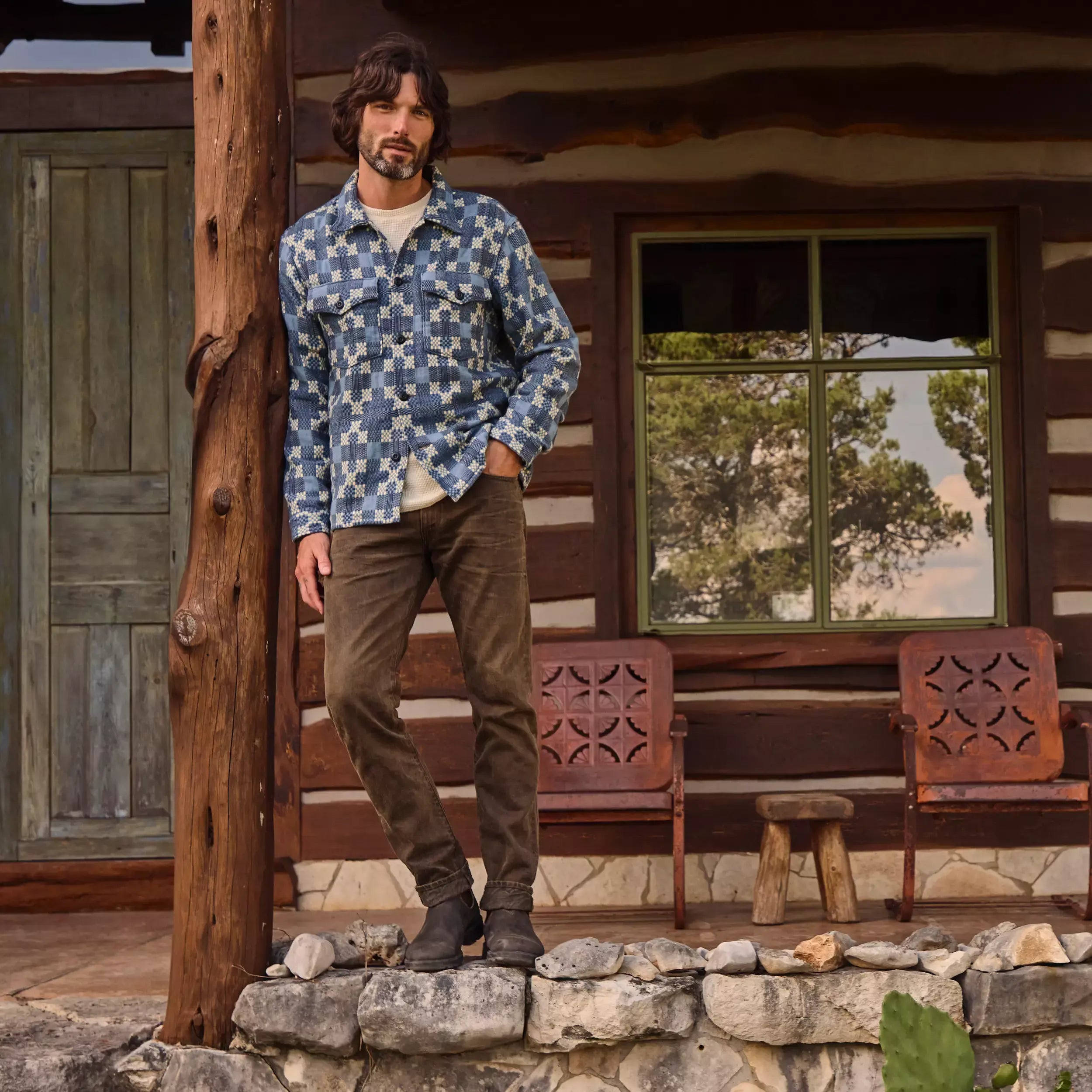 Jacquard Regiment Overshirt - Blue - RRL - STAG Provisions - Tops - L/S Woven - Overshirt