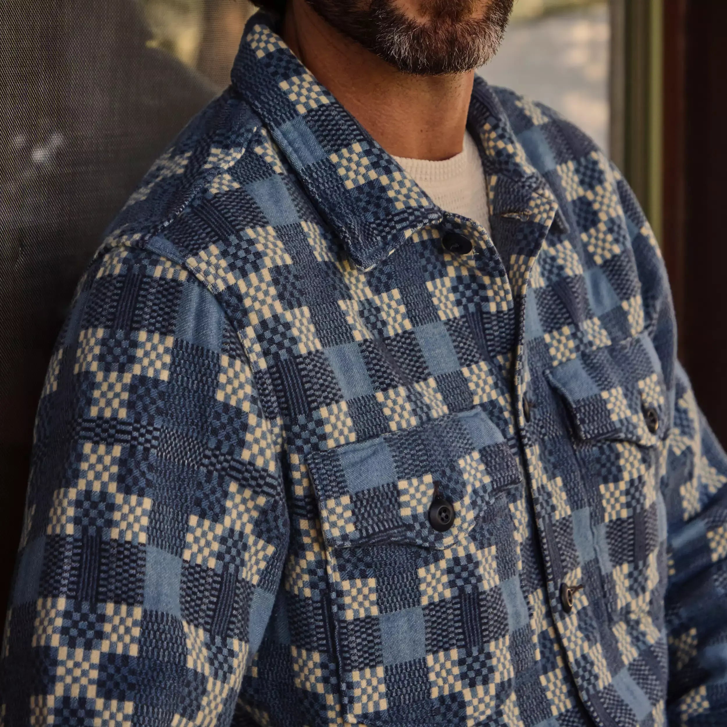 Jacquard Regiment Overshirt - Blue - RRL - STAG Provisions - Tops - L/S Woven - Overshirt