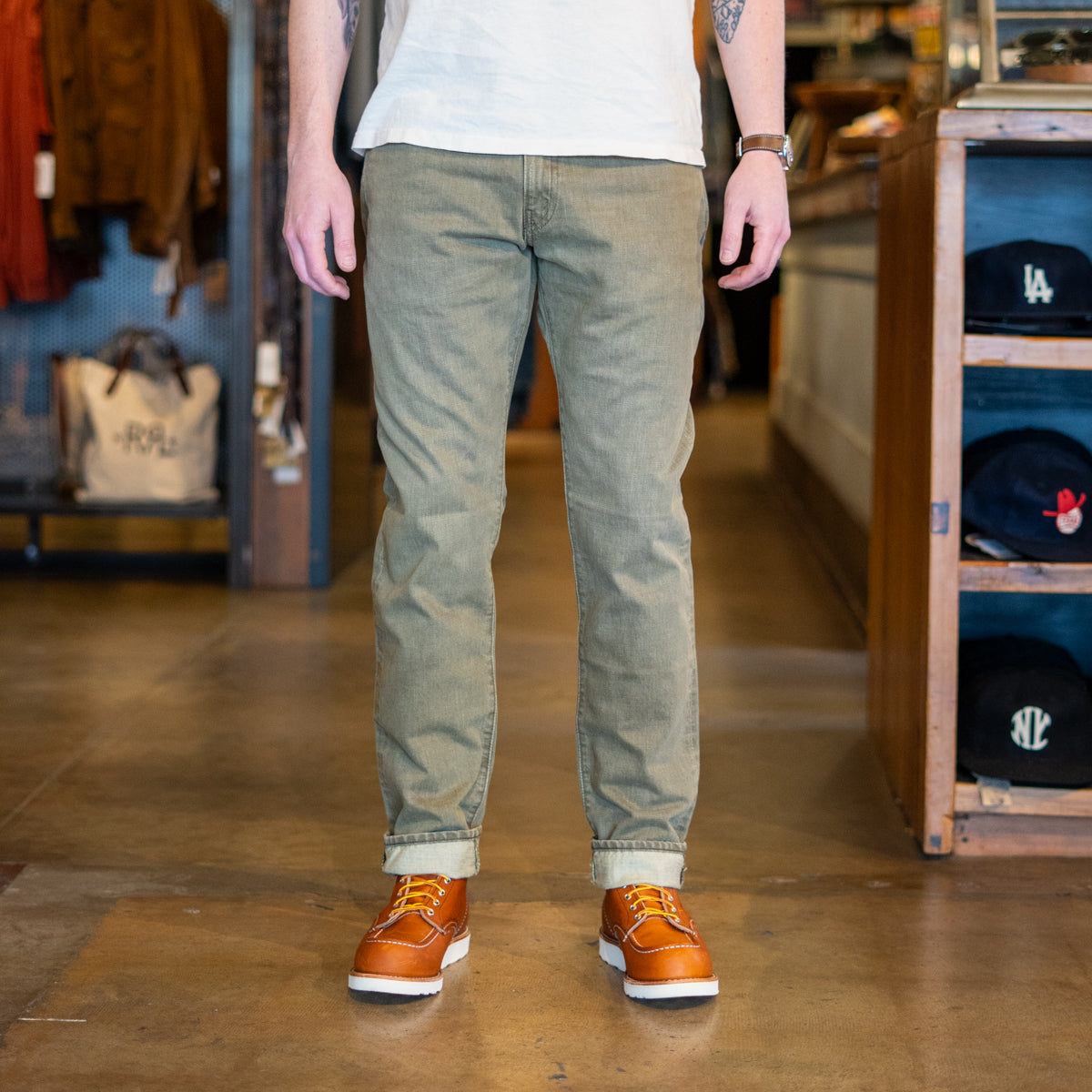 
                          Slim Fit Jean - Olive - RRL - STAG Provisions - Pants - Denim
                        