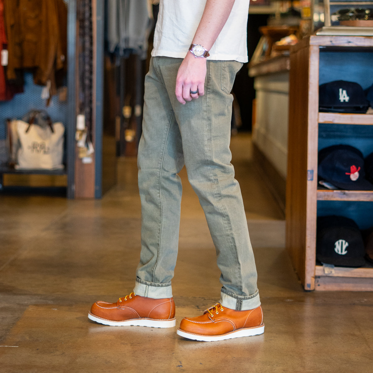 
                          Slim Fit Jean - Olive - RRL - STAG Provisions - Pants - Denim
                        