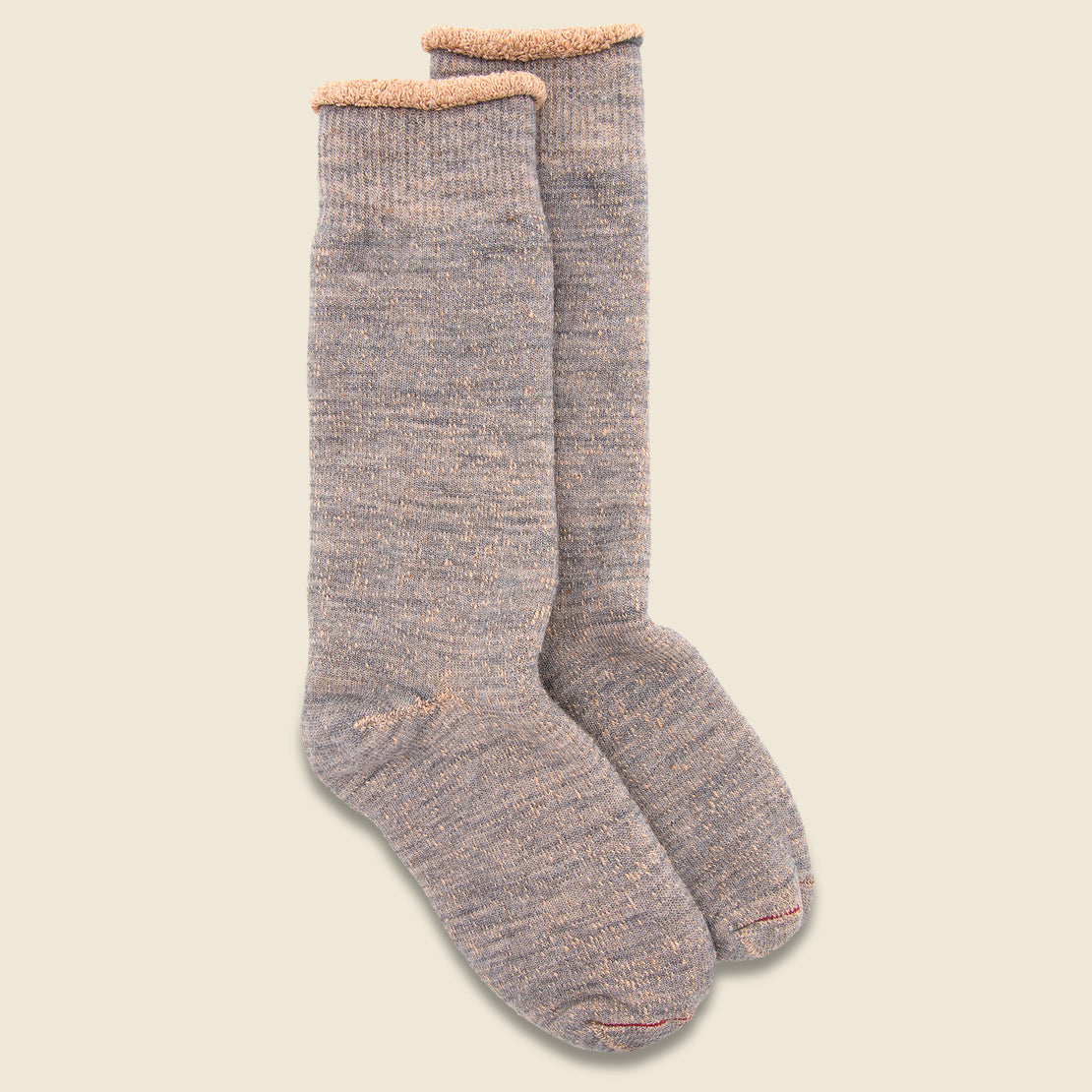RoToTo Merino Wool & Cotton Double Face Sock - Gray/Brown