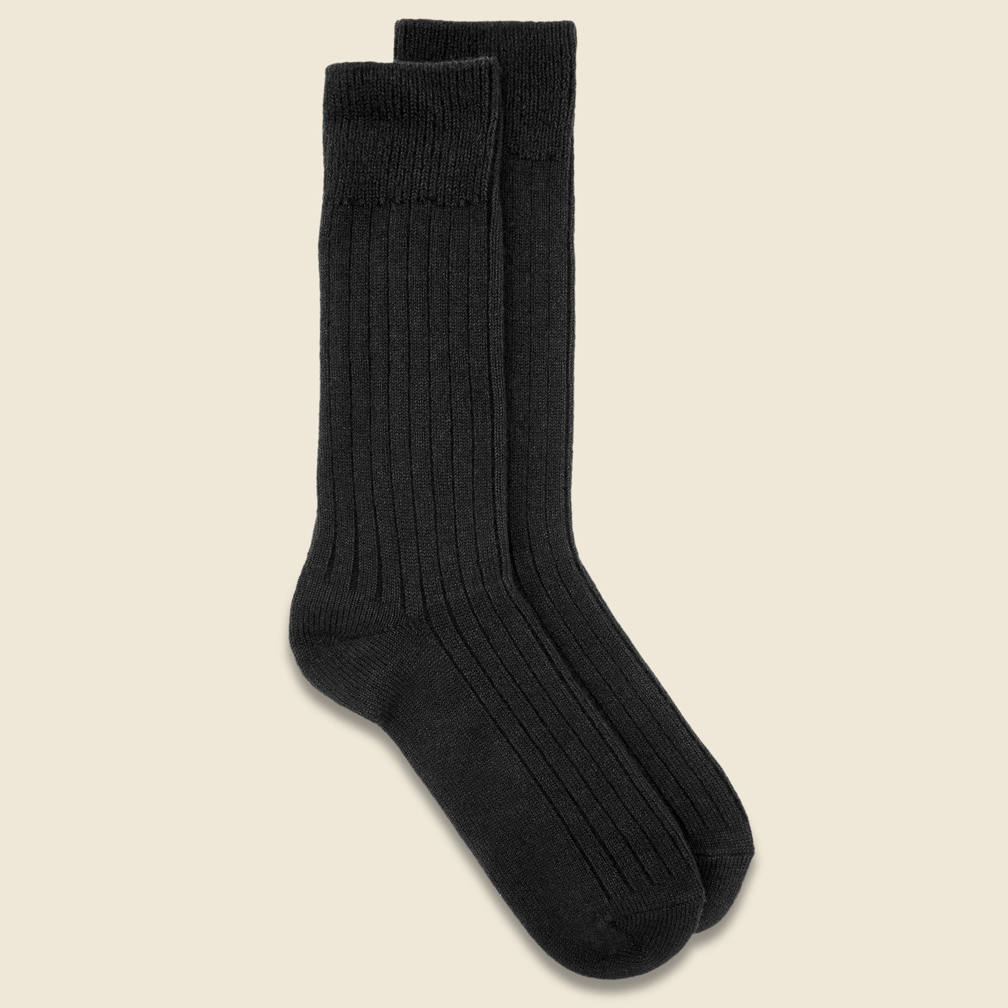 Cotton Wool Rib Sock - Black - RoToTo - STAG Provisions - Accessories - Socks