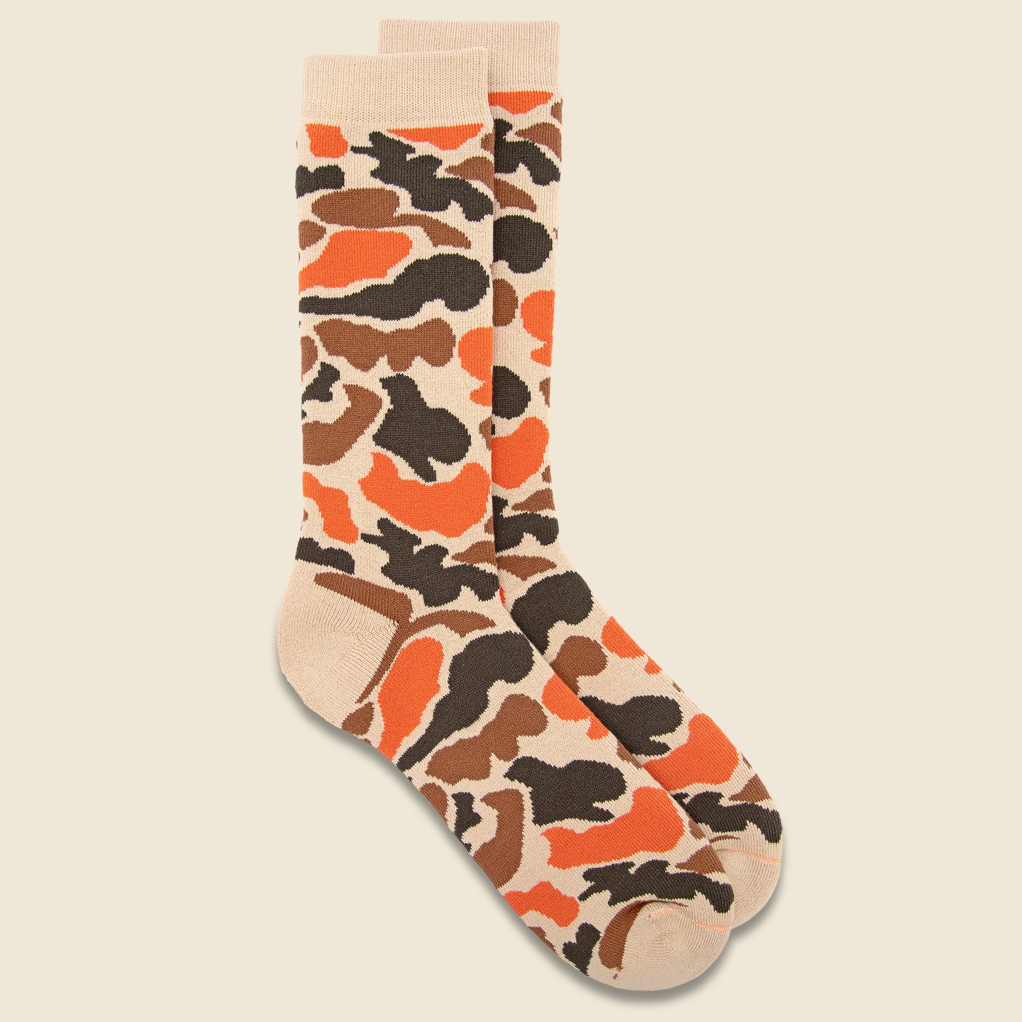 Pile Camo Crew Sock - Beige/Orange - RoToTo - STAG Provisions - Accessories - Socks