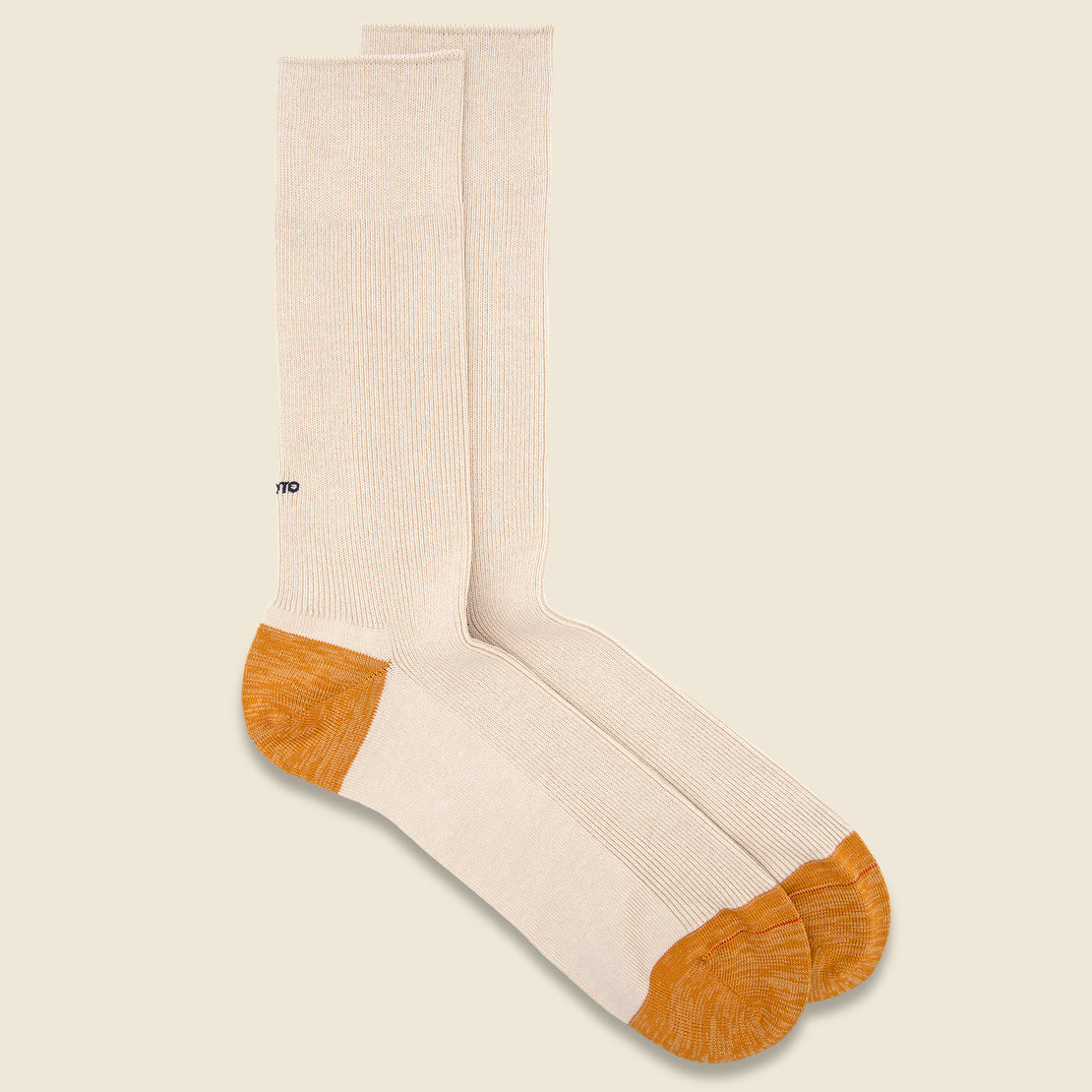 RoToTo Cotton & Polyester Rib Sock - Raw White/Gold