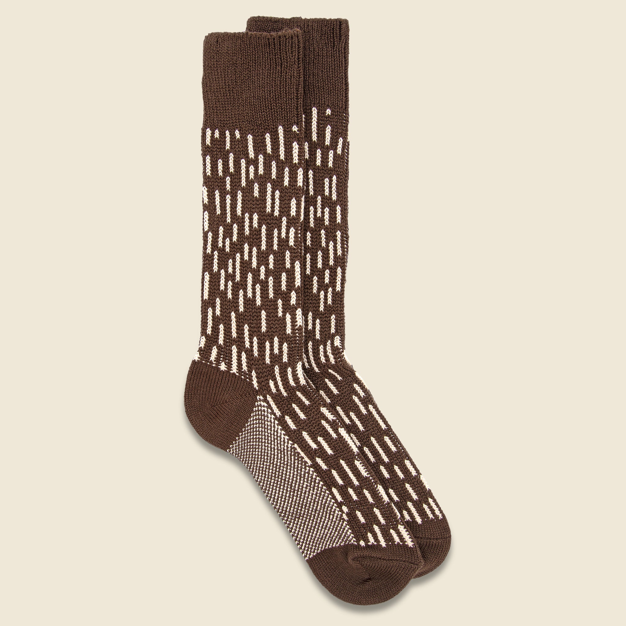 Rain Drop Crew Sock - Dark Brown/Ivory - RoToTo - STAG Provisions - Accessories - Socks