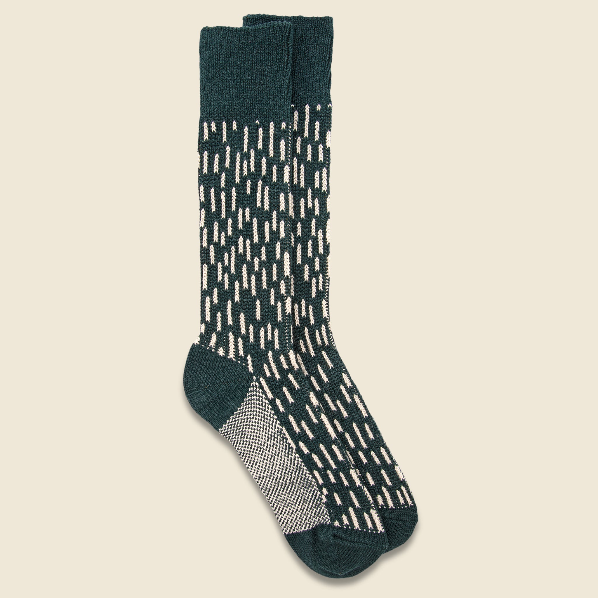 Rain Drop Crew Sock - Dark Green/Ivory - RoToTo - STAG Provisions - Accessories - Socks