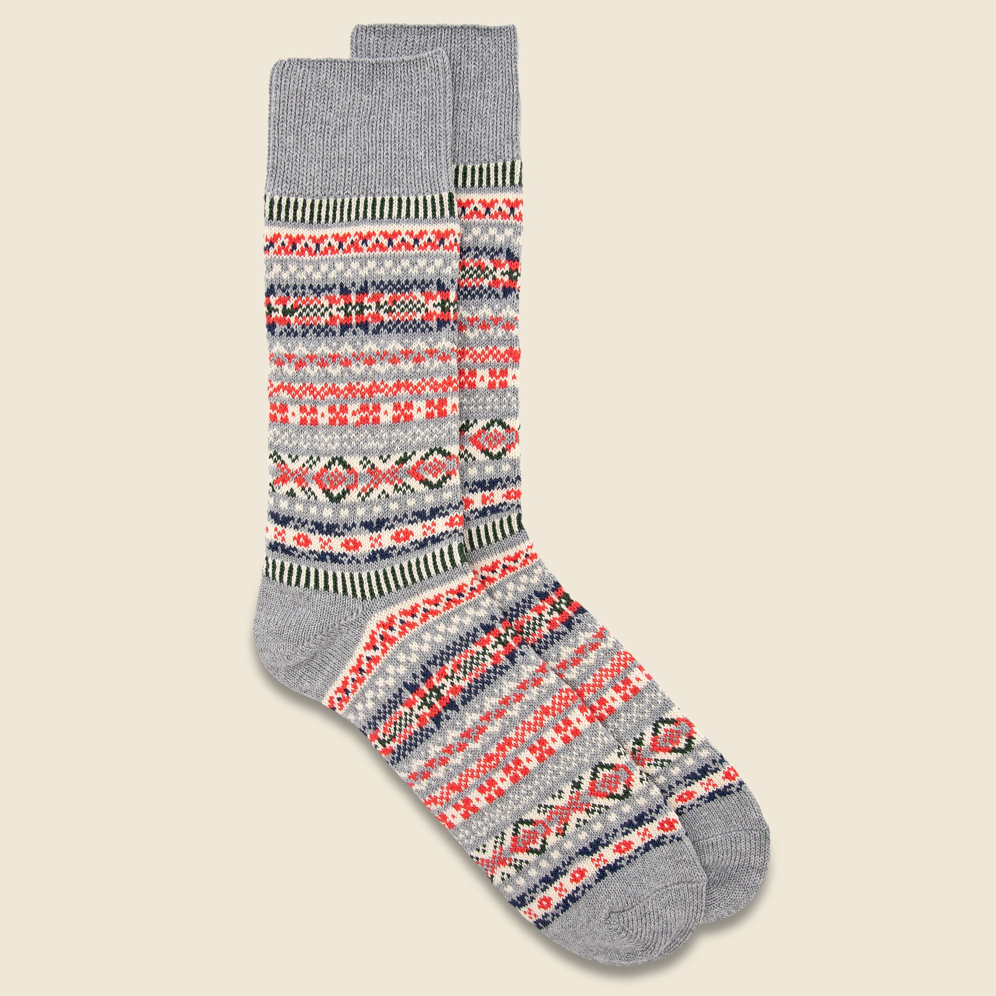 Fairisle Jacquard Crew Sock - Gray - RoToTo - STAG Provisions - Accessories - Socks