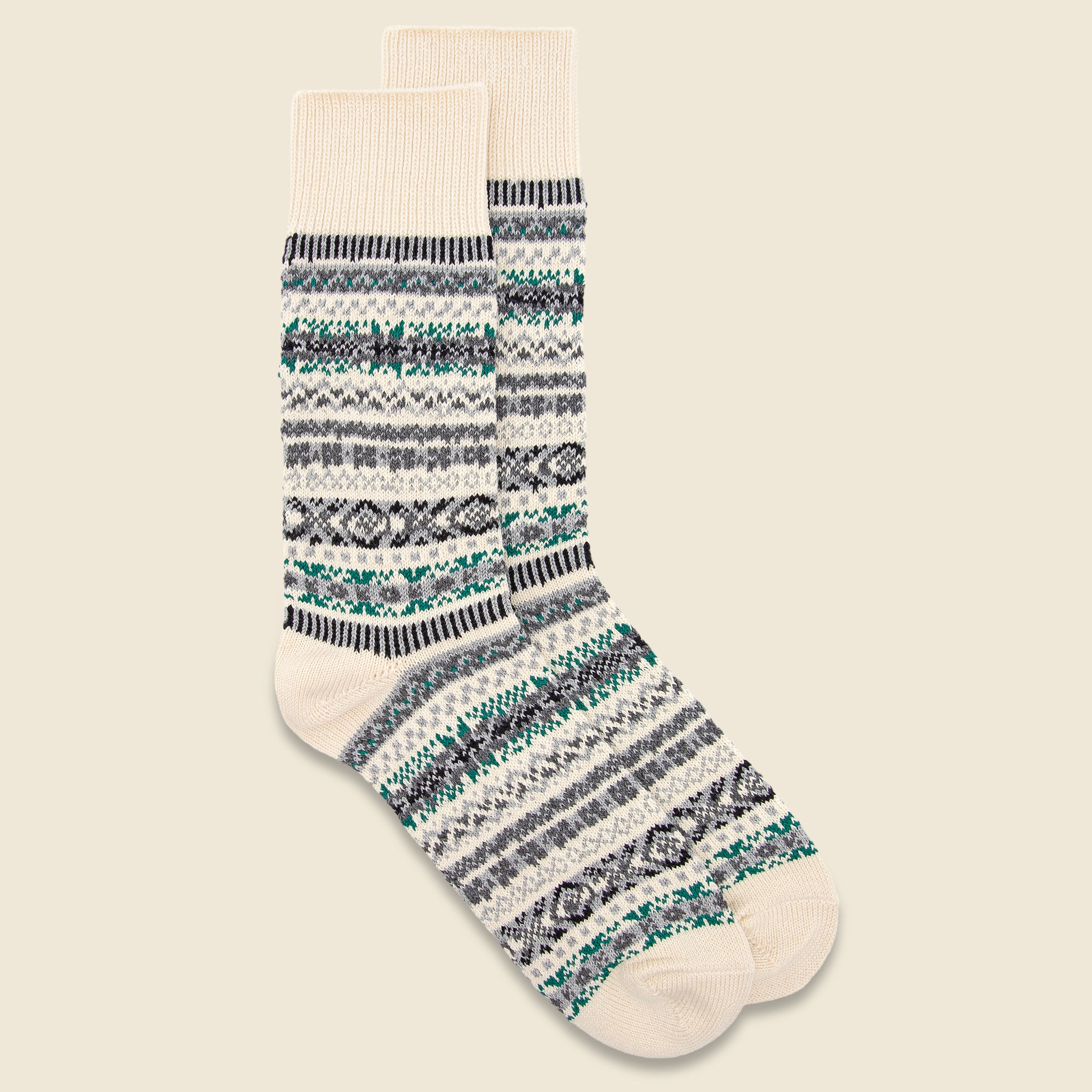 Fairisle Jacquard Crew Sock - Ivory - RoToTo - STAG Provisions - Accessories - Socks