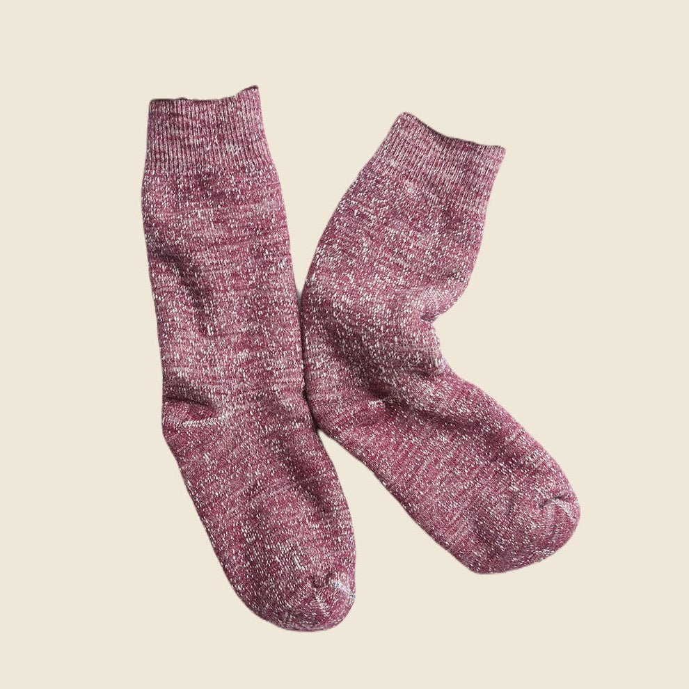 RoToTo Merino Wool & Cotton Double Face Socks - Grape
