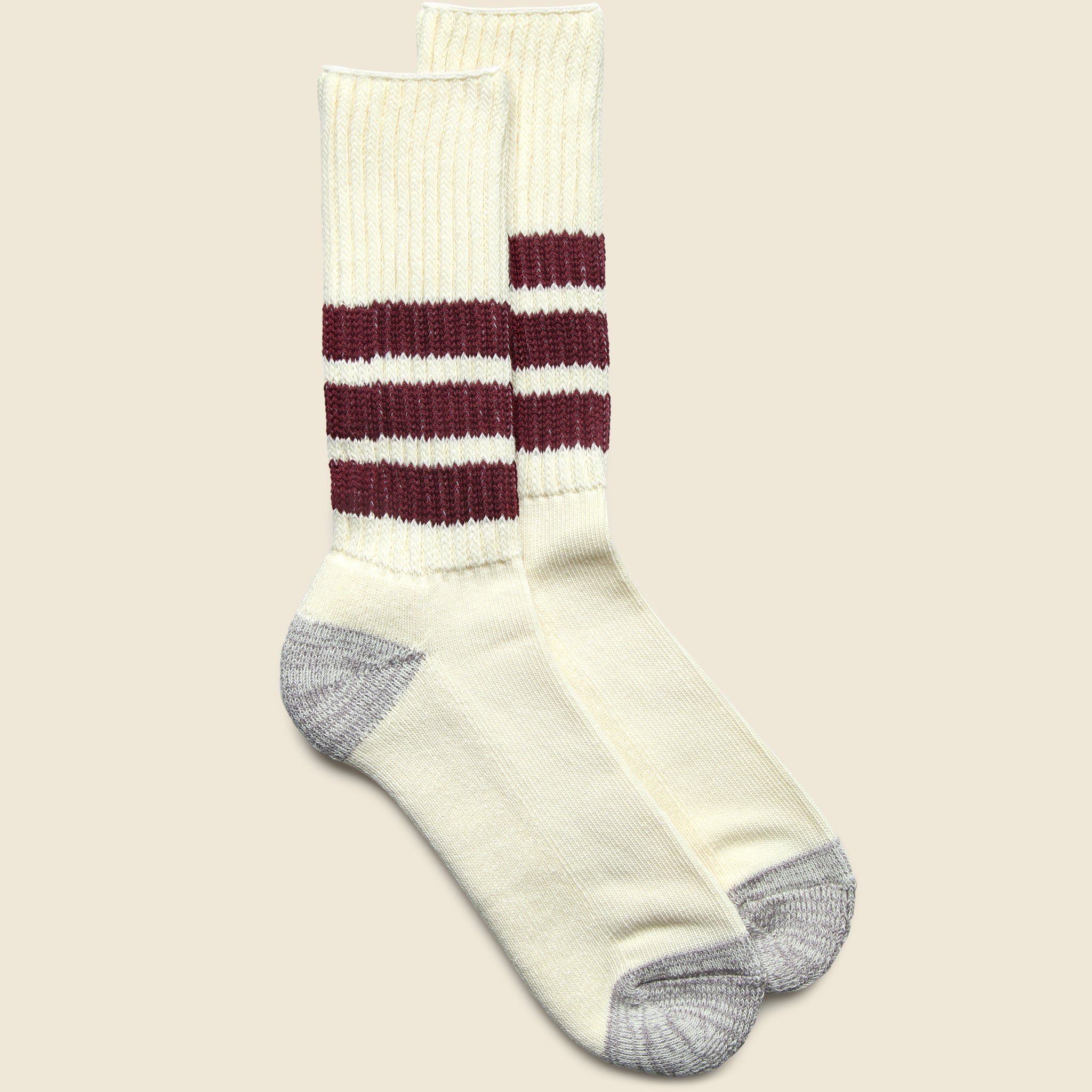 Coarse Ribbed Old School Sock - Bordeaux