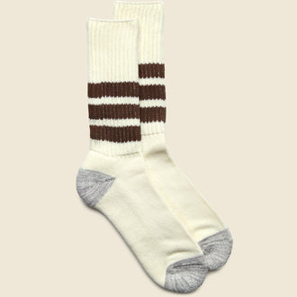 Coarse Ribbed Old School Sock - Brown