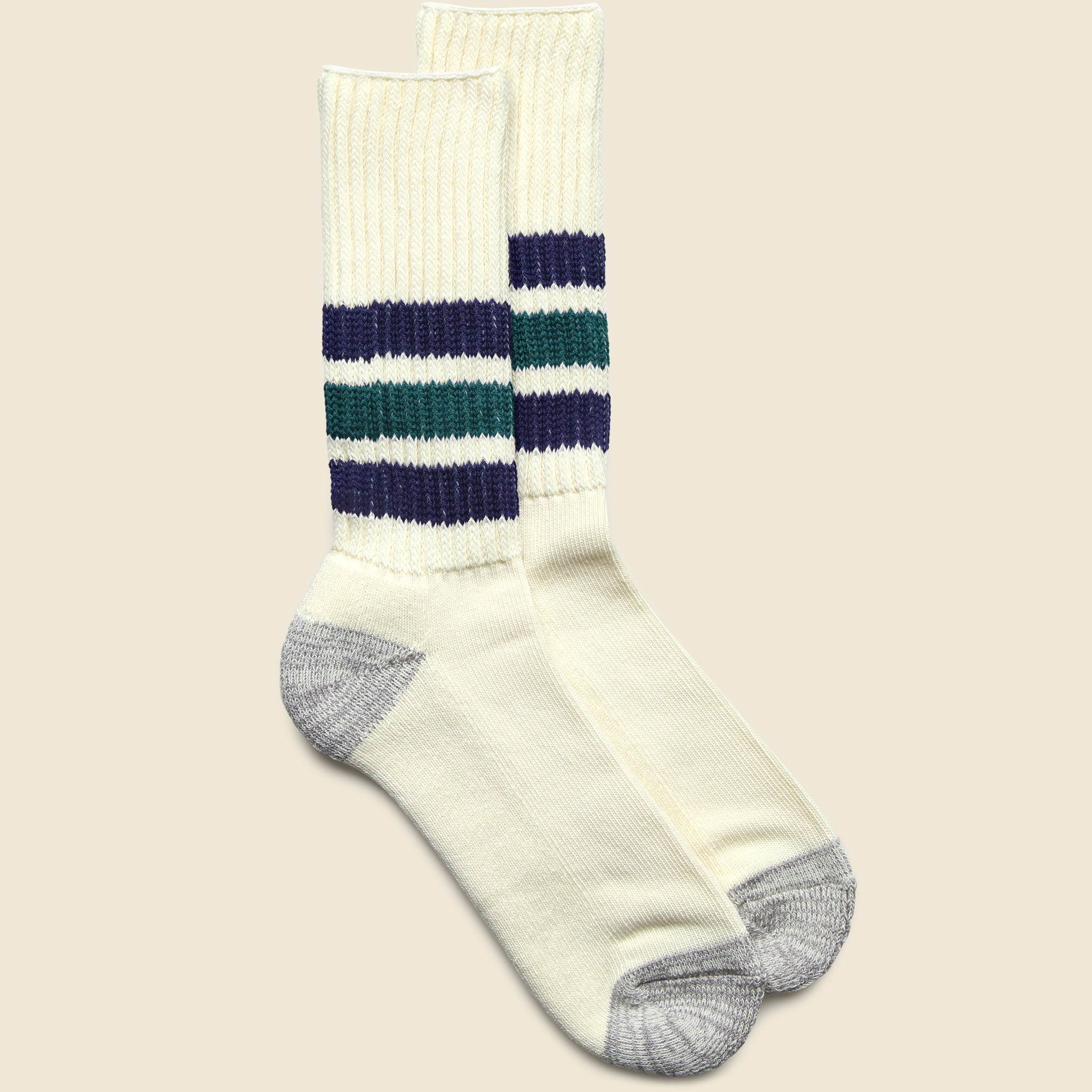 Coarse Ribbed Old School Sock - Navy/NW Green - RoToTo - STAG Provisions - Accessories - Socks